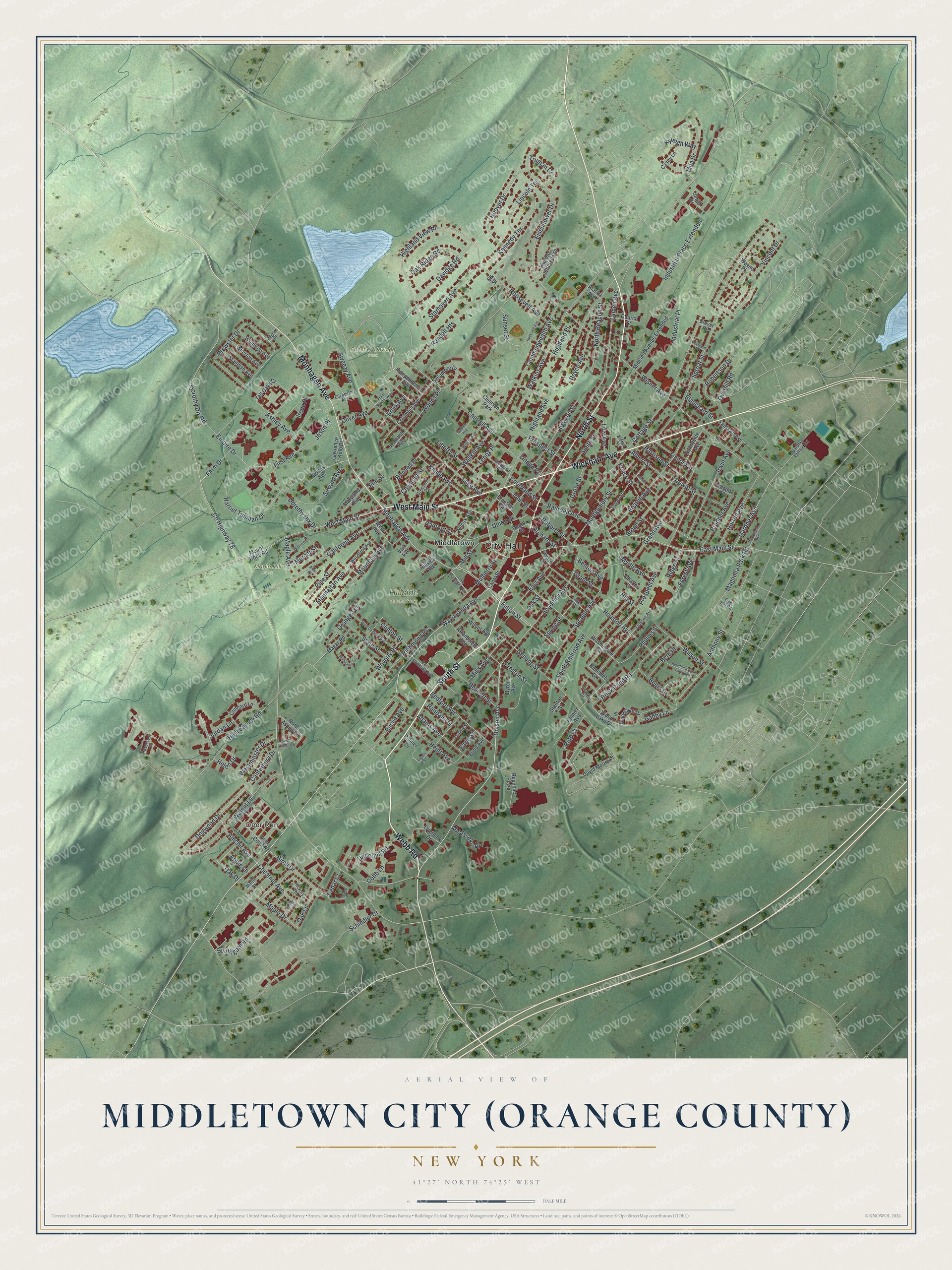 Watermarked full-map preview of Middletown, New York