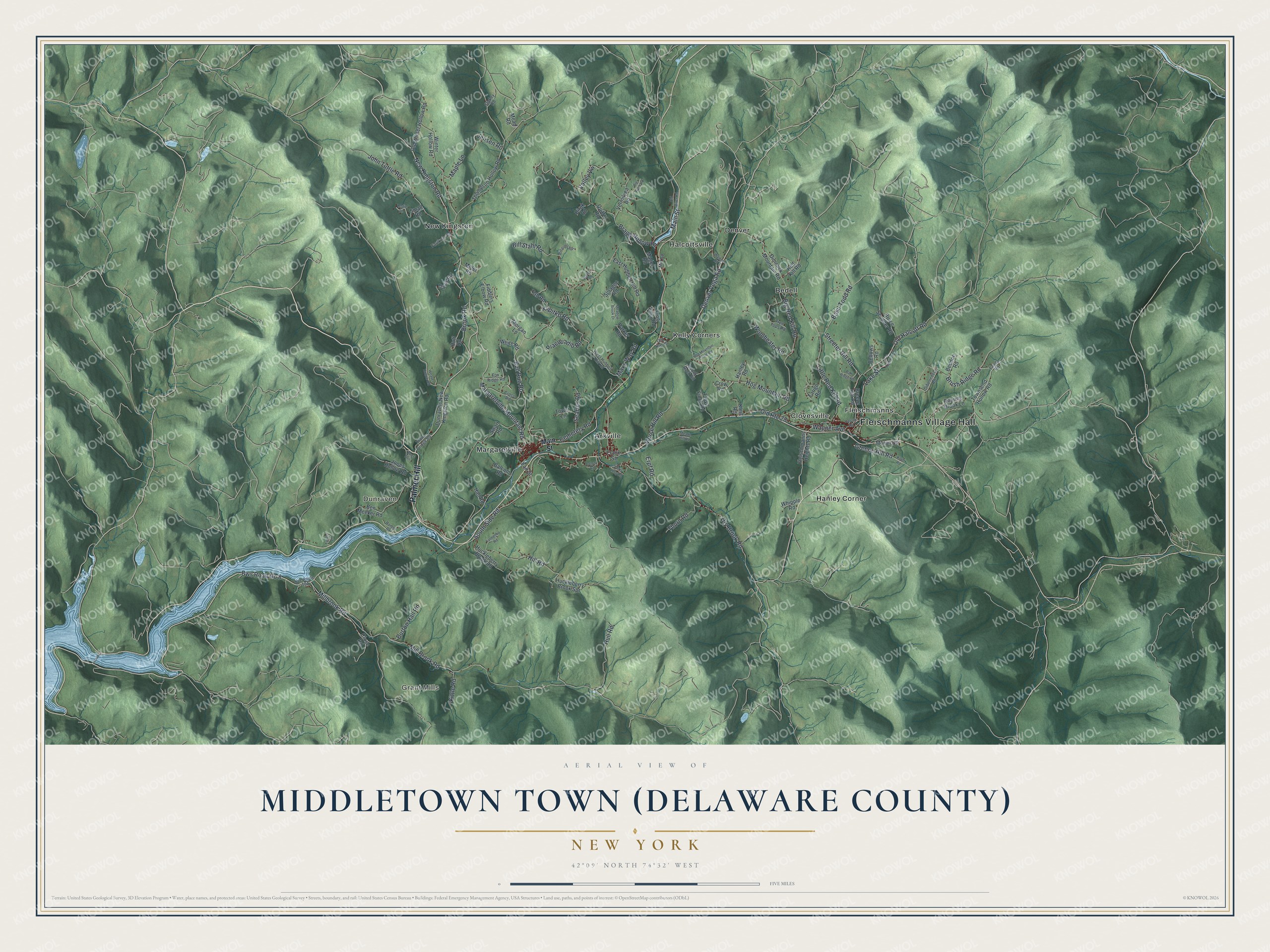 Watermarked full-map preview of Middletown, New York