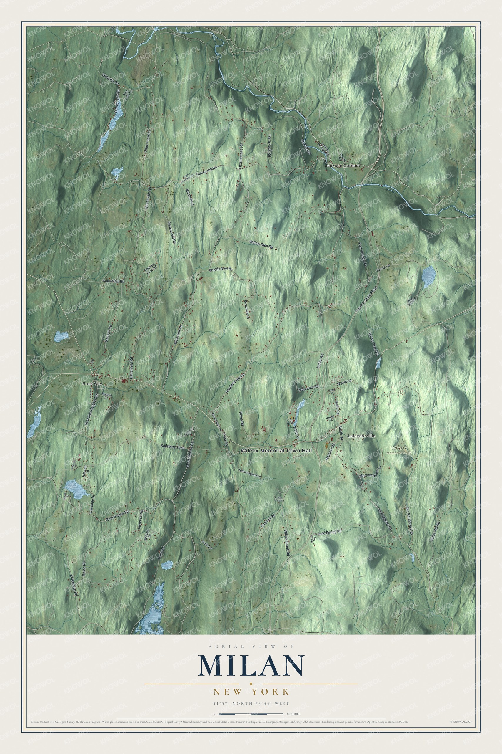 Watermarked full-map preview of Milan, New York