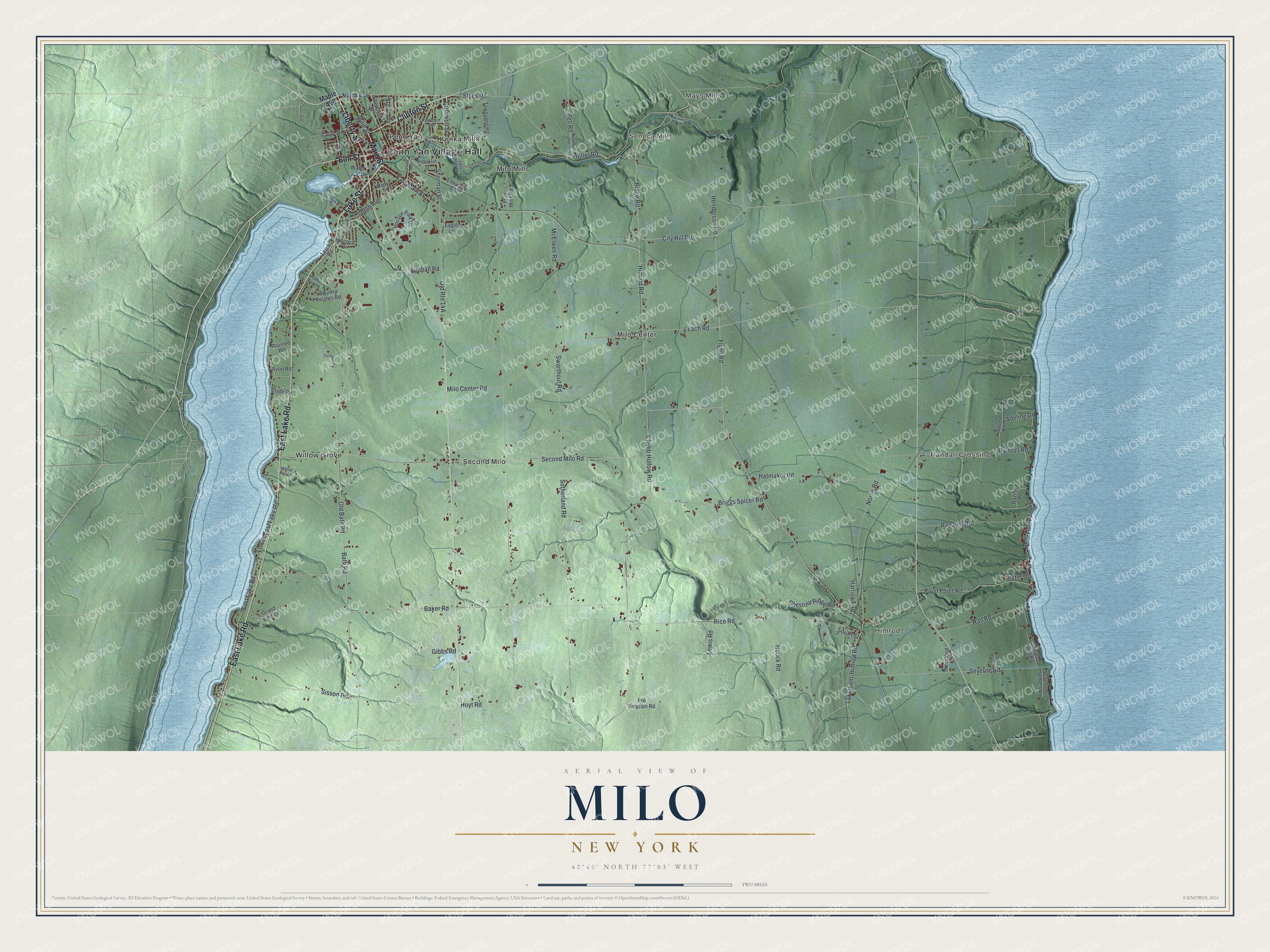 Watermarked full-map preview of Milo, New York