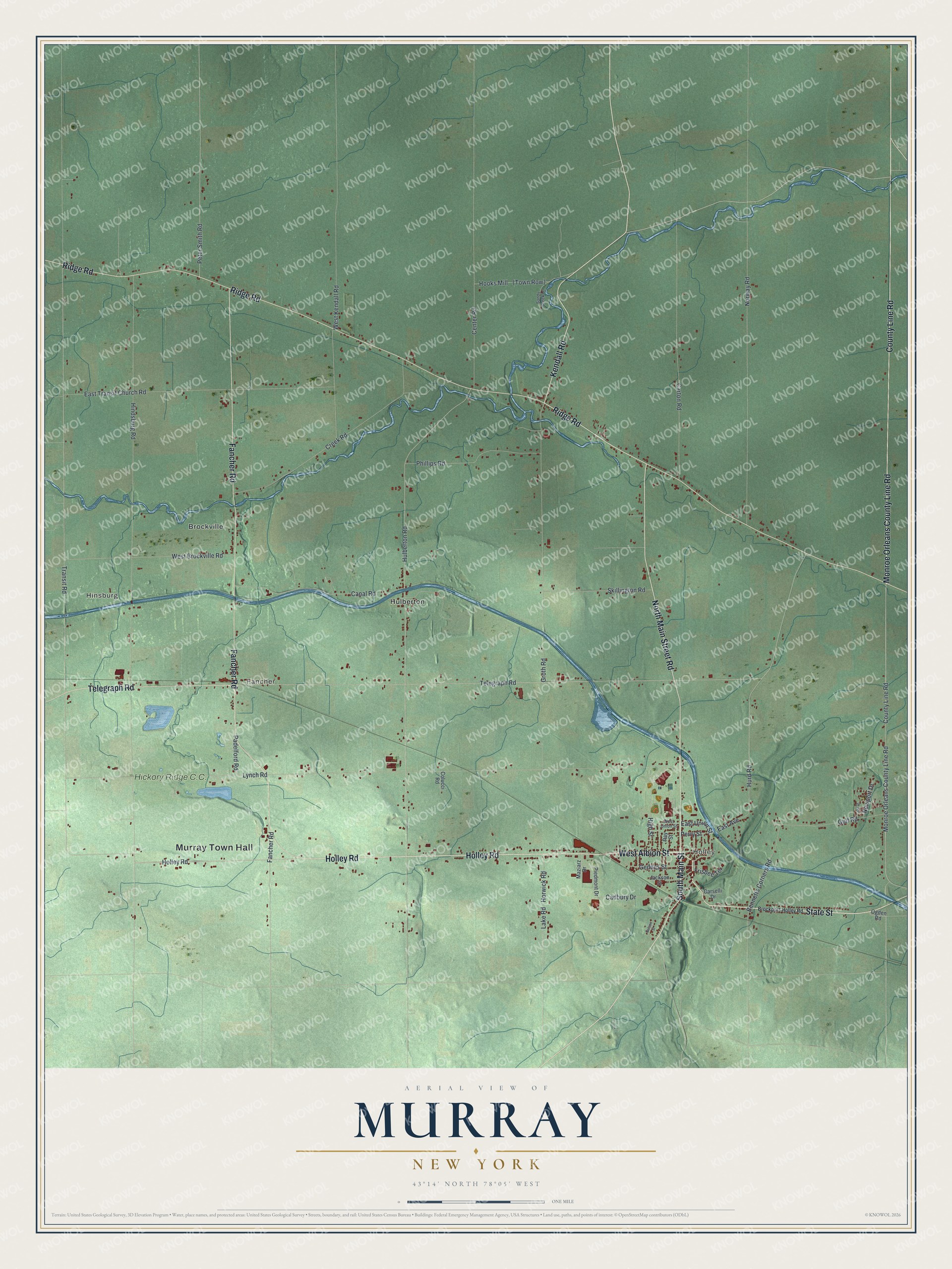 Detailed map of Murray, New York, showing streets, buildings, and neighborhoods