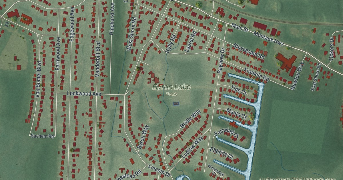 Map of Oakdale, New York, Drawn Like an Old Atlas