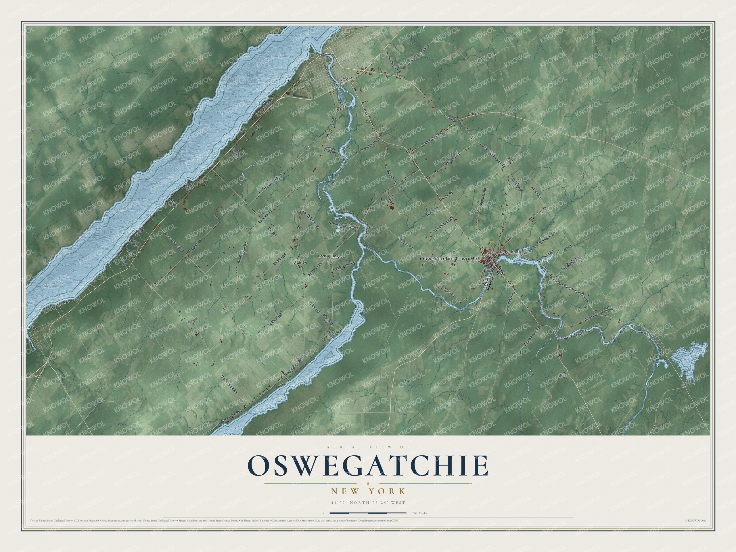Watermarked full-map preview of Oswegatchie, New York
