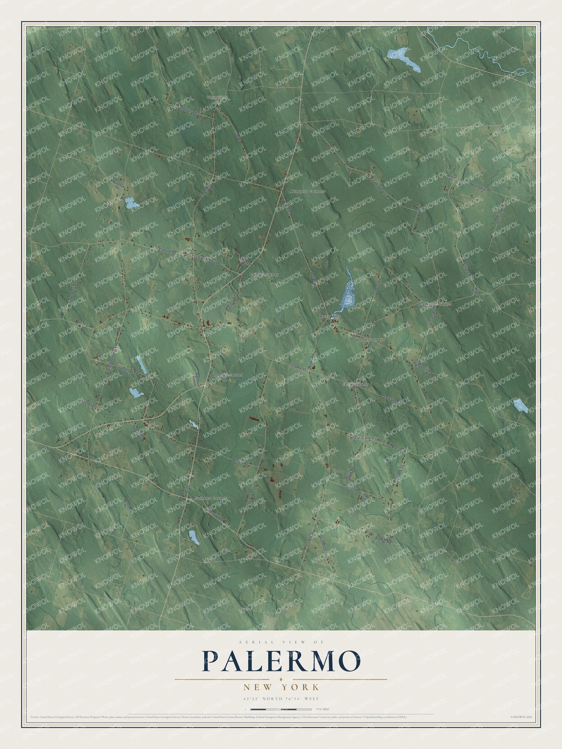 Detailed map of Palermo, New York, showing streets, buildings, and neighborhoods