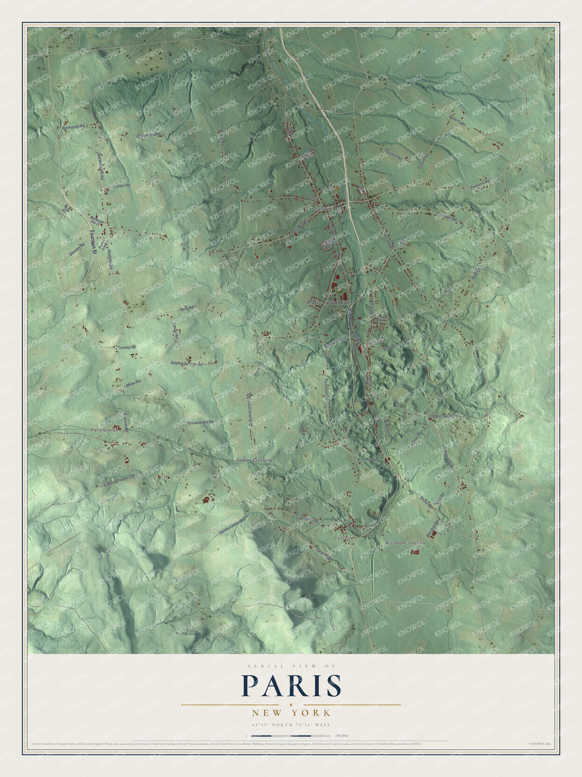 Watermarked full-map preview of Paris, New York
