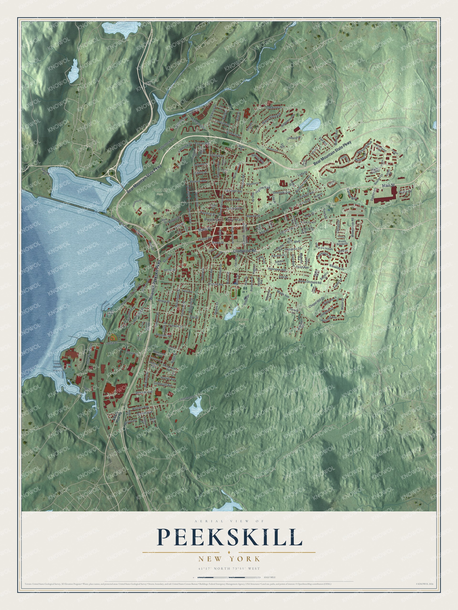 Watermarked full-map preview of Peekskill, New York