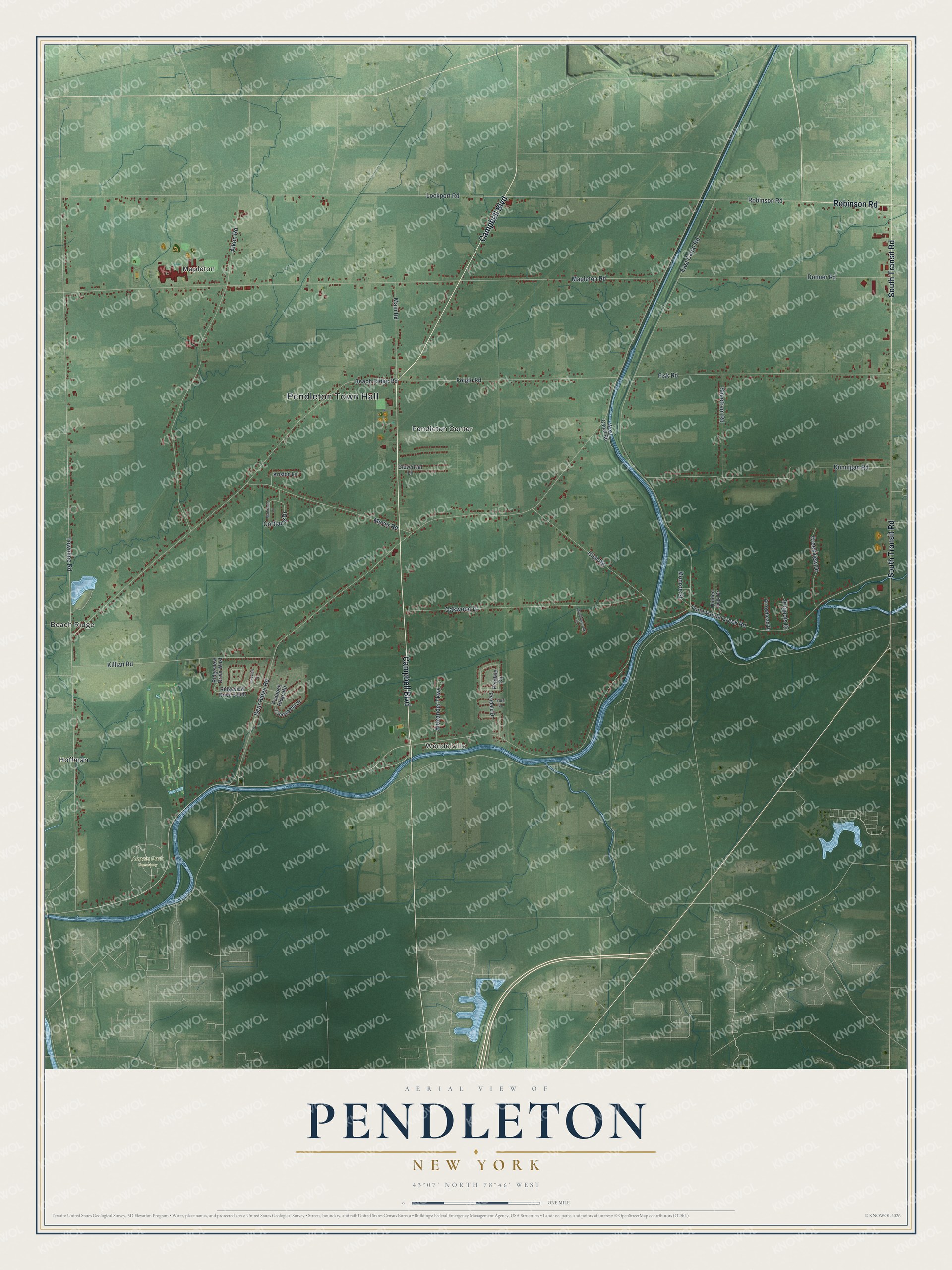 Watermarked full-map preview of Pendleton, New York