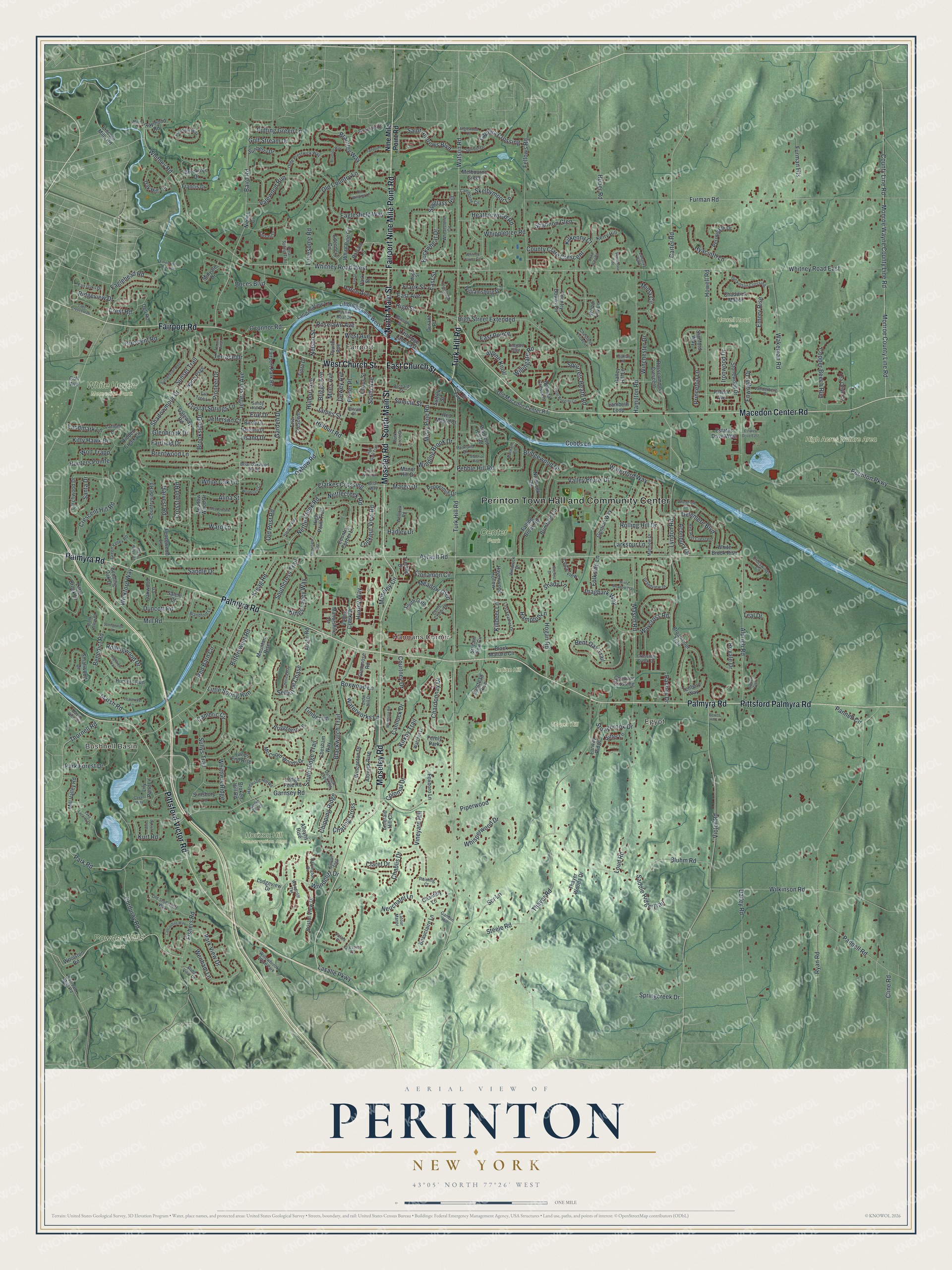 Watermarked full-map preview of Perinton, New York