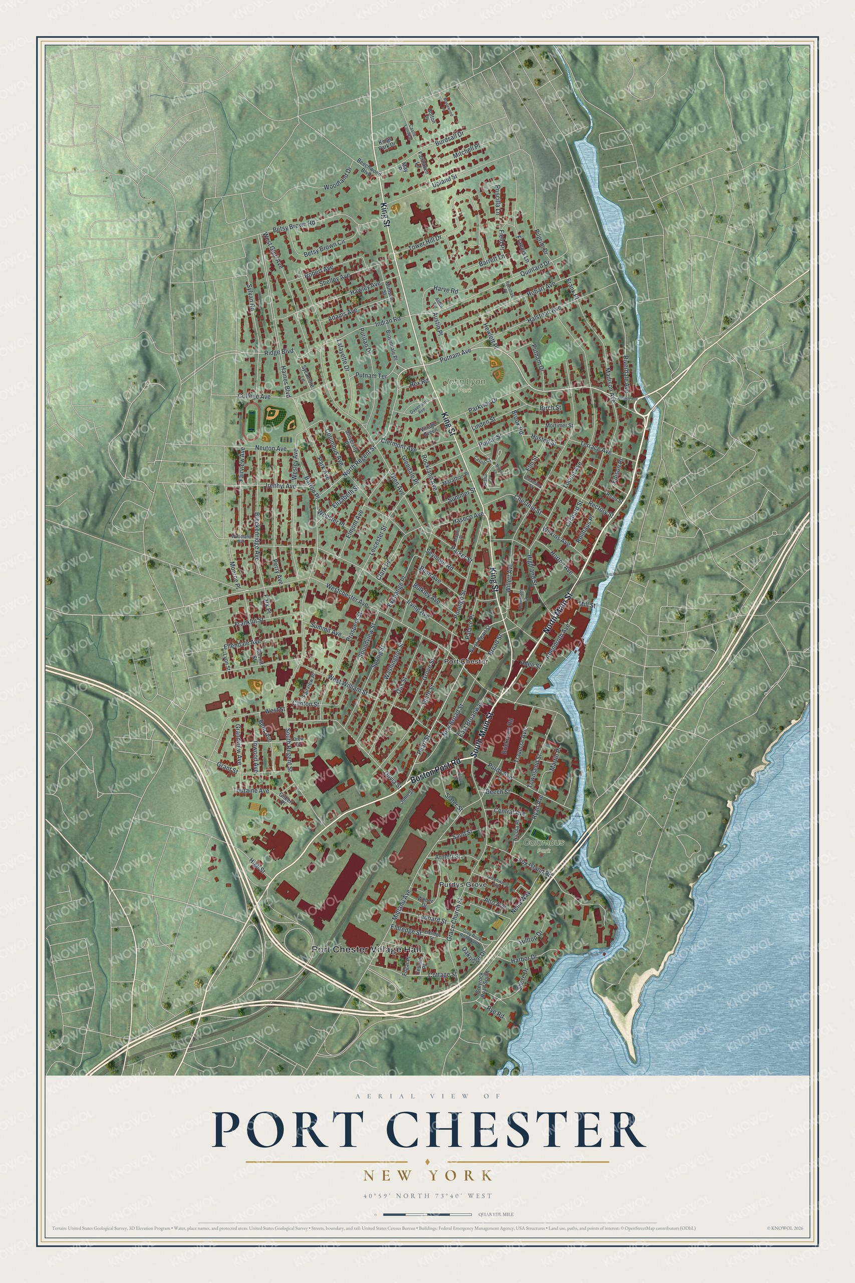 Watermarked full-map preview of Port Chester, New York