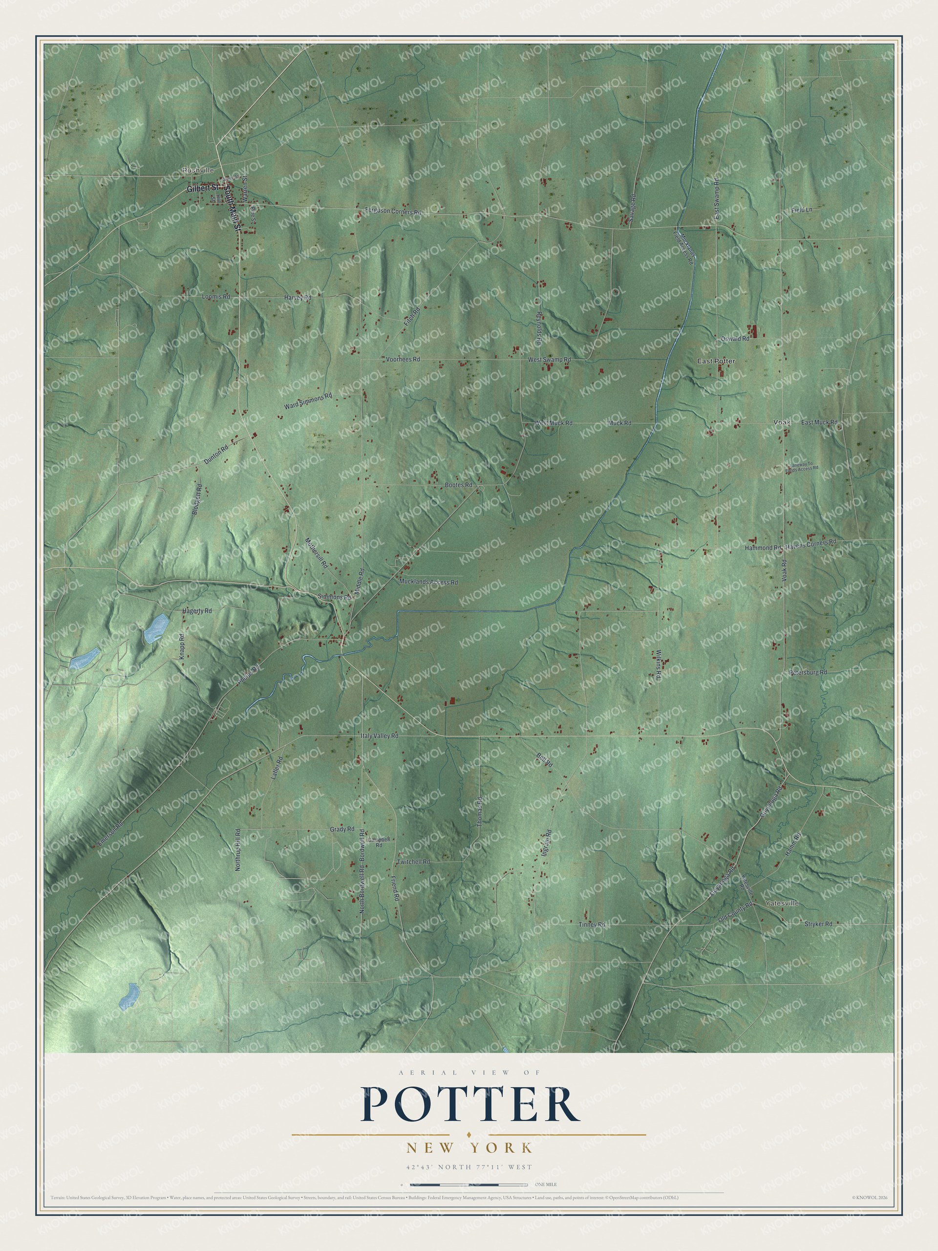 Watermarked full-map preview of Potter, New York
