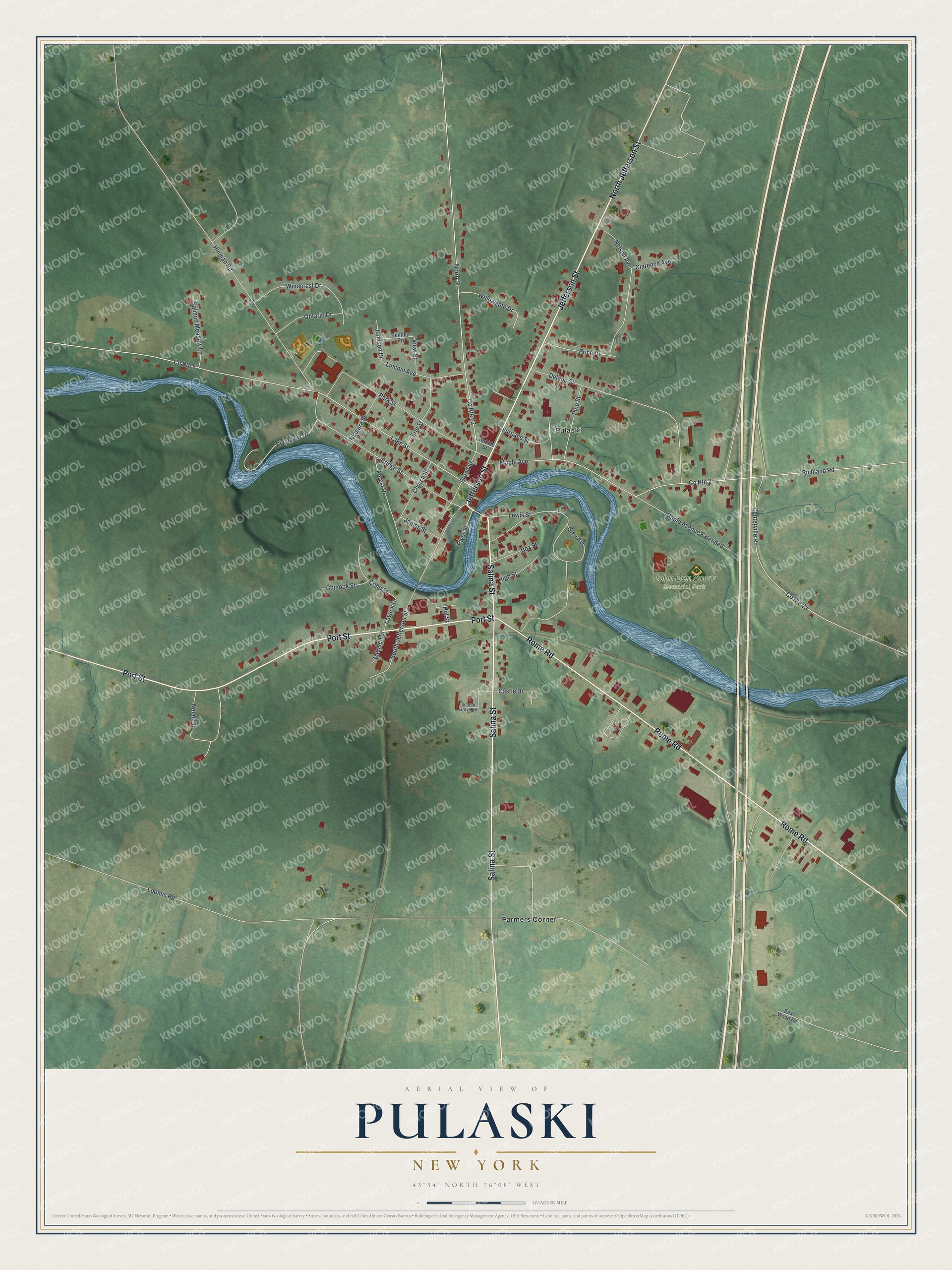 Watermarked full-map preview of Pulaski, New York