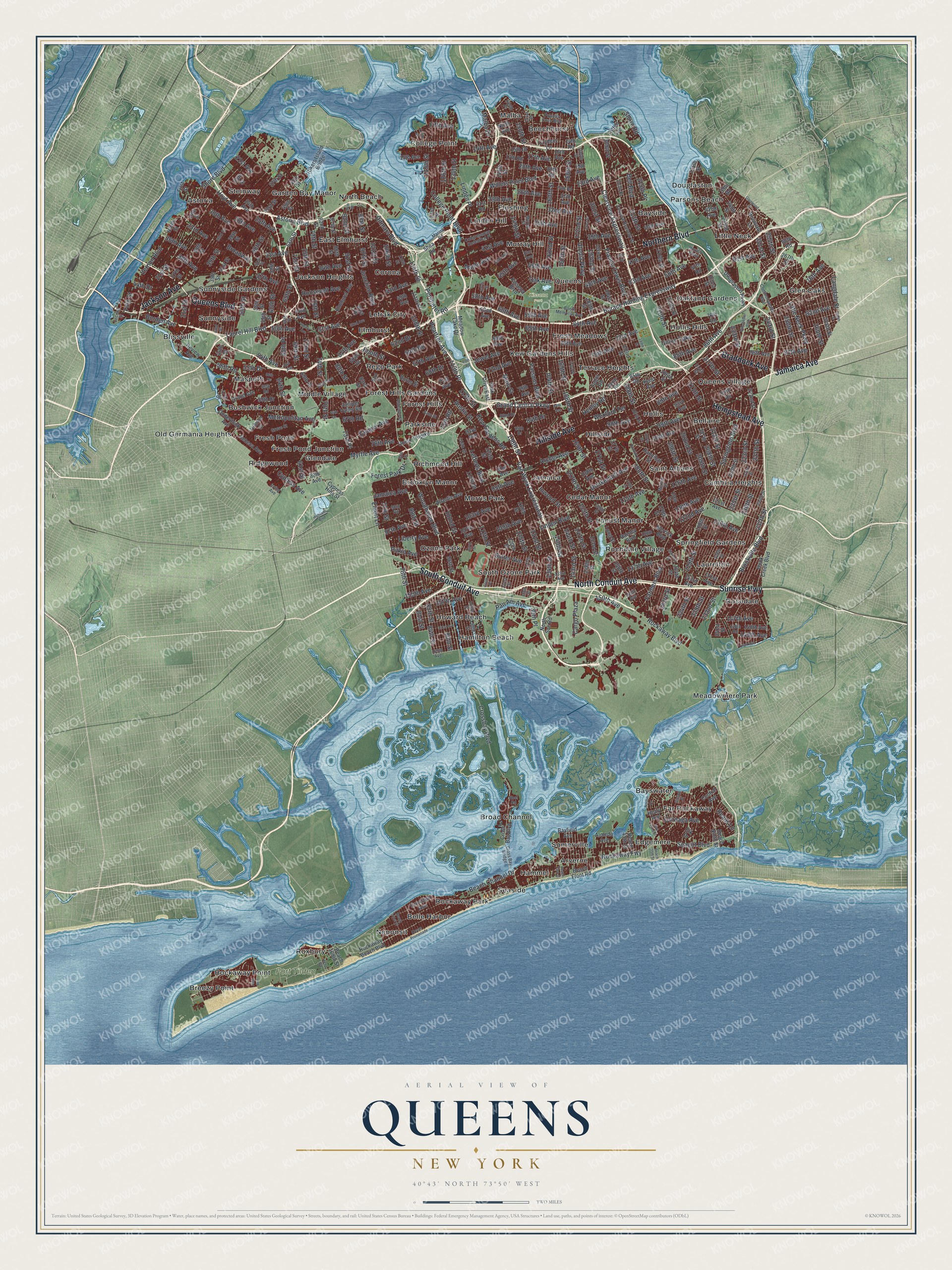Watermarked full-map preview of Queens, New York