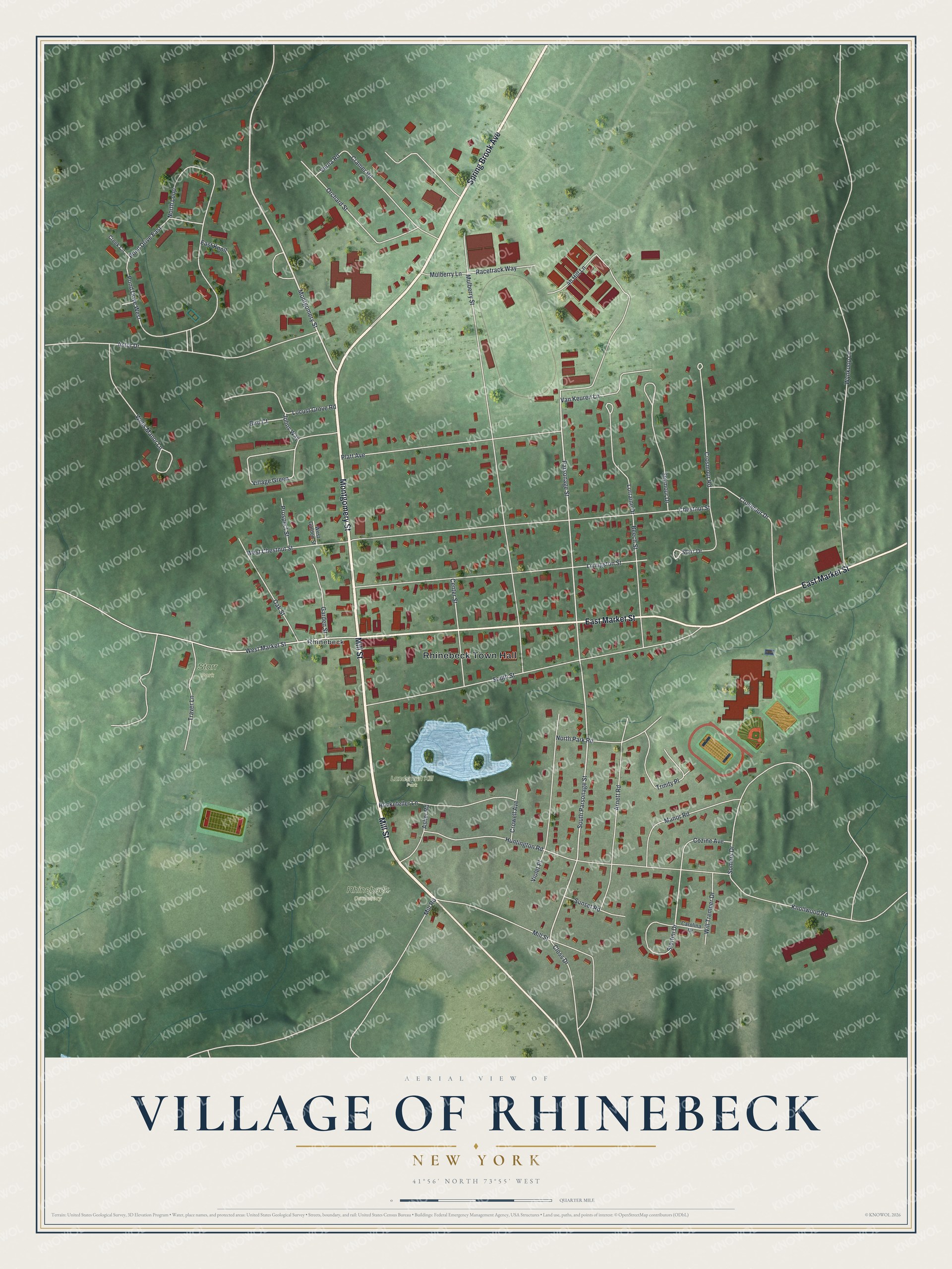 Watermarked full-map preview of Rhinebeck, New York