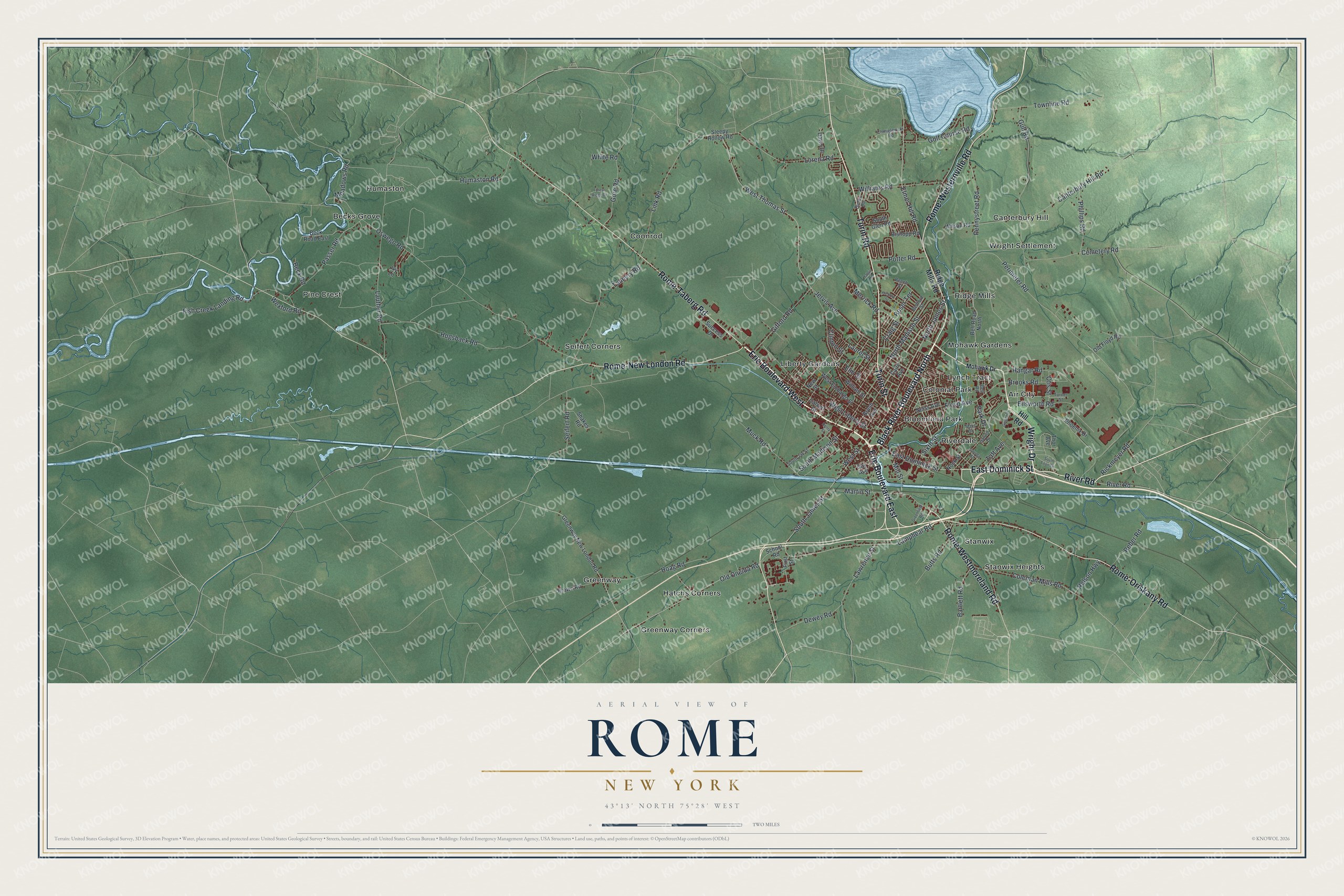 Watermarked full-map preview of Rome, New York