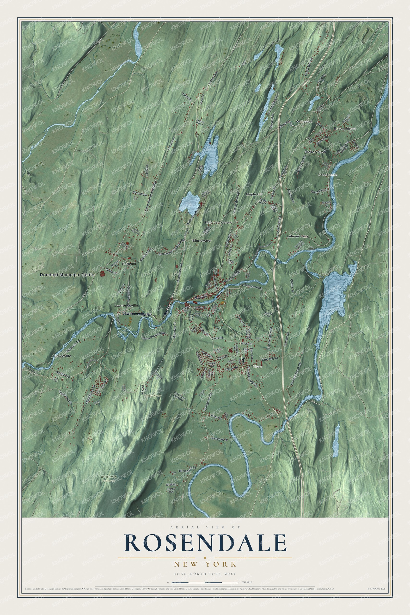 Watermarked full-map preview of Rosendale, New York