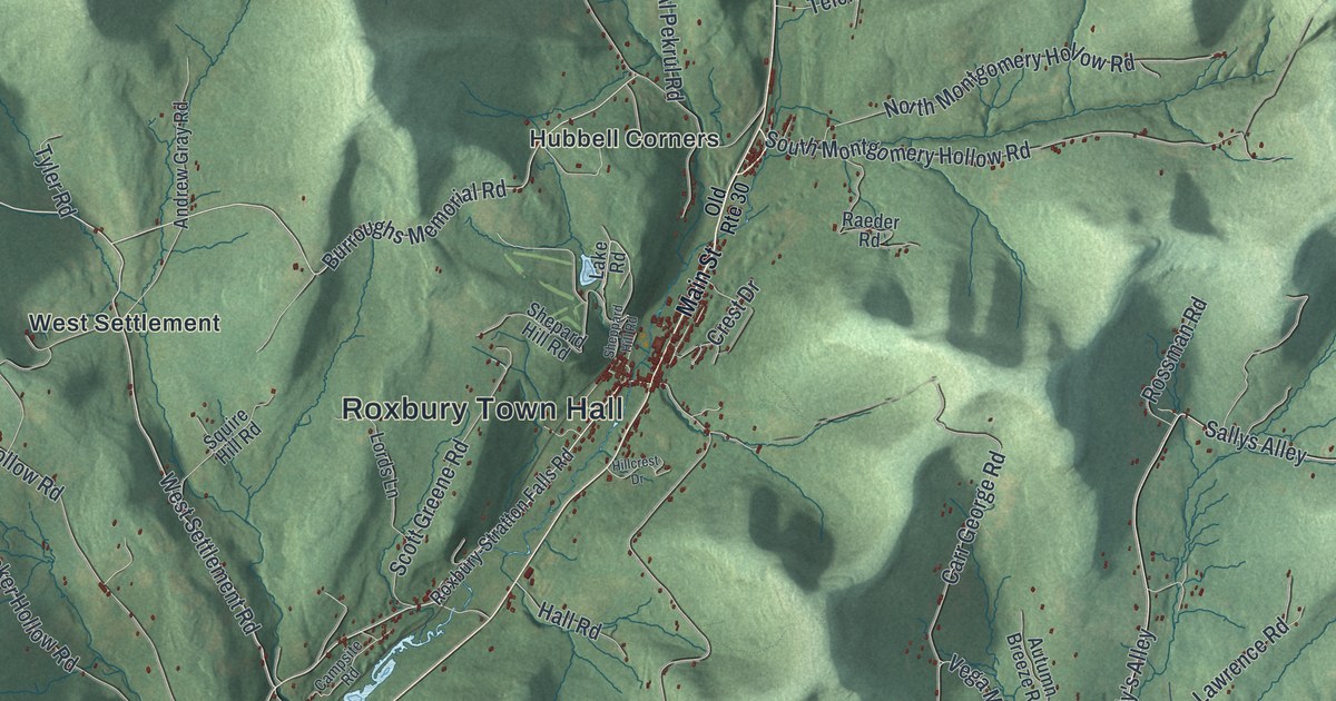 Detailed Map of Roxbury, New York