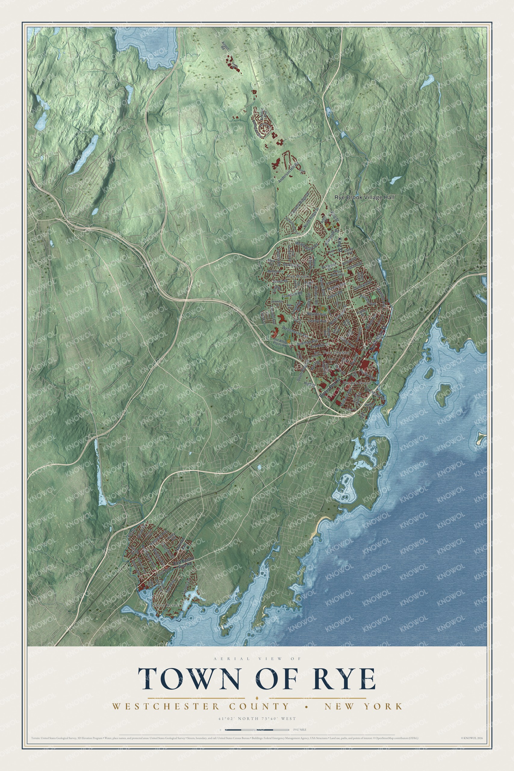 Watermarked full-map preview of Rye, New York