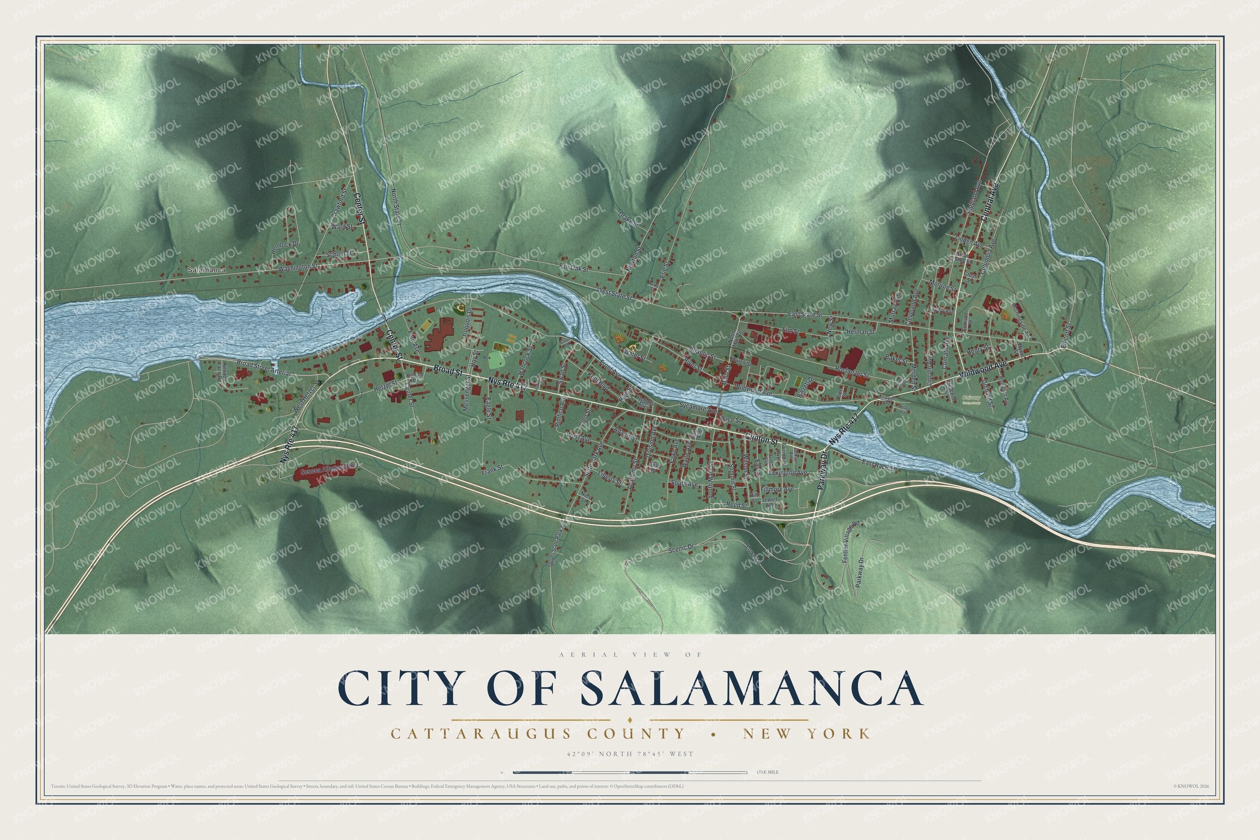 Watermarked full-map preview of Salamanca, New York