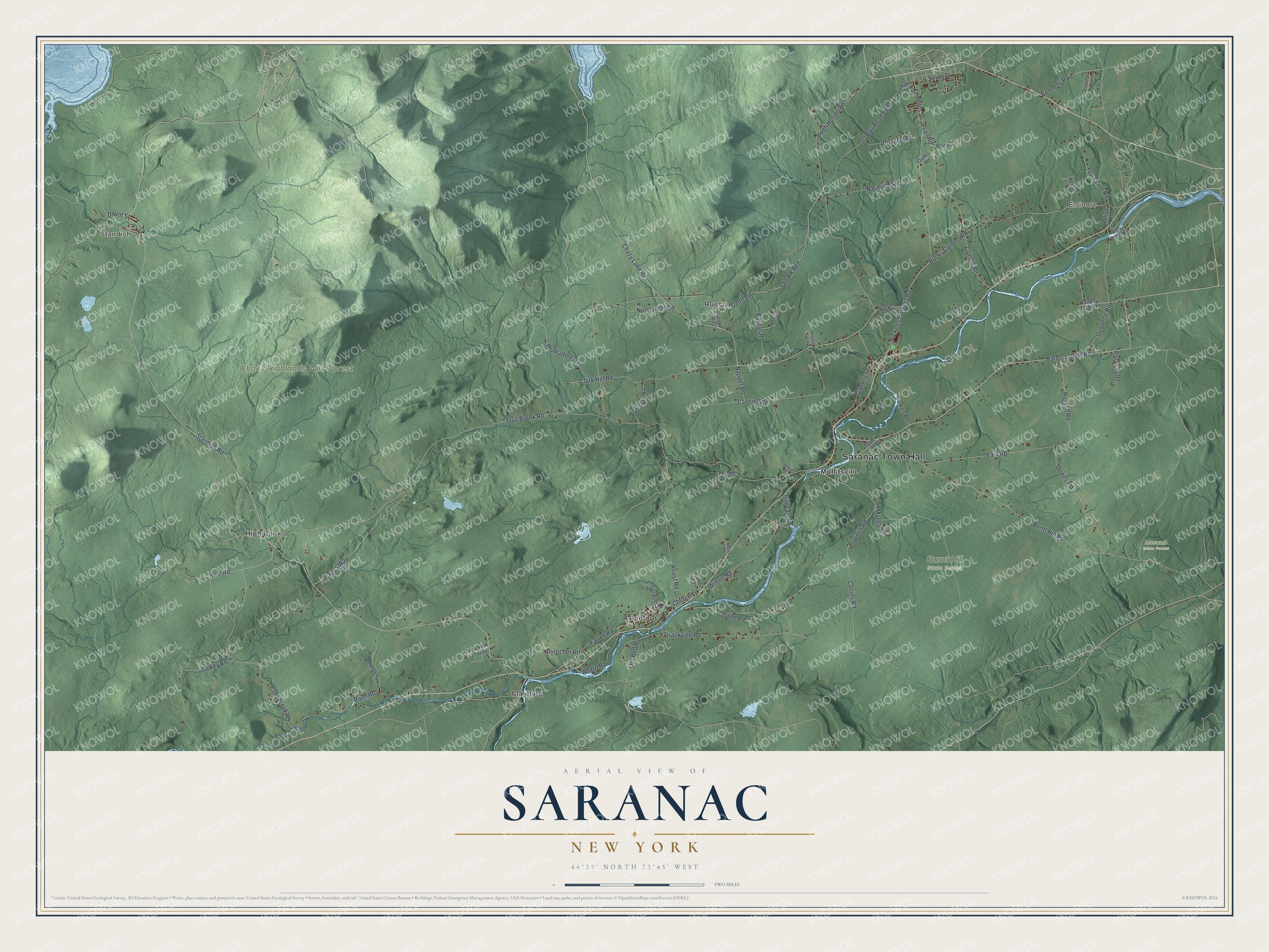 Watermarked full-map preview of Saranac, New York