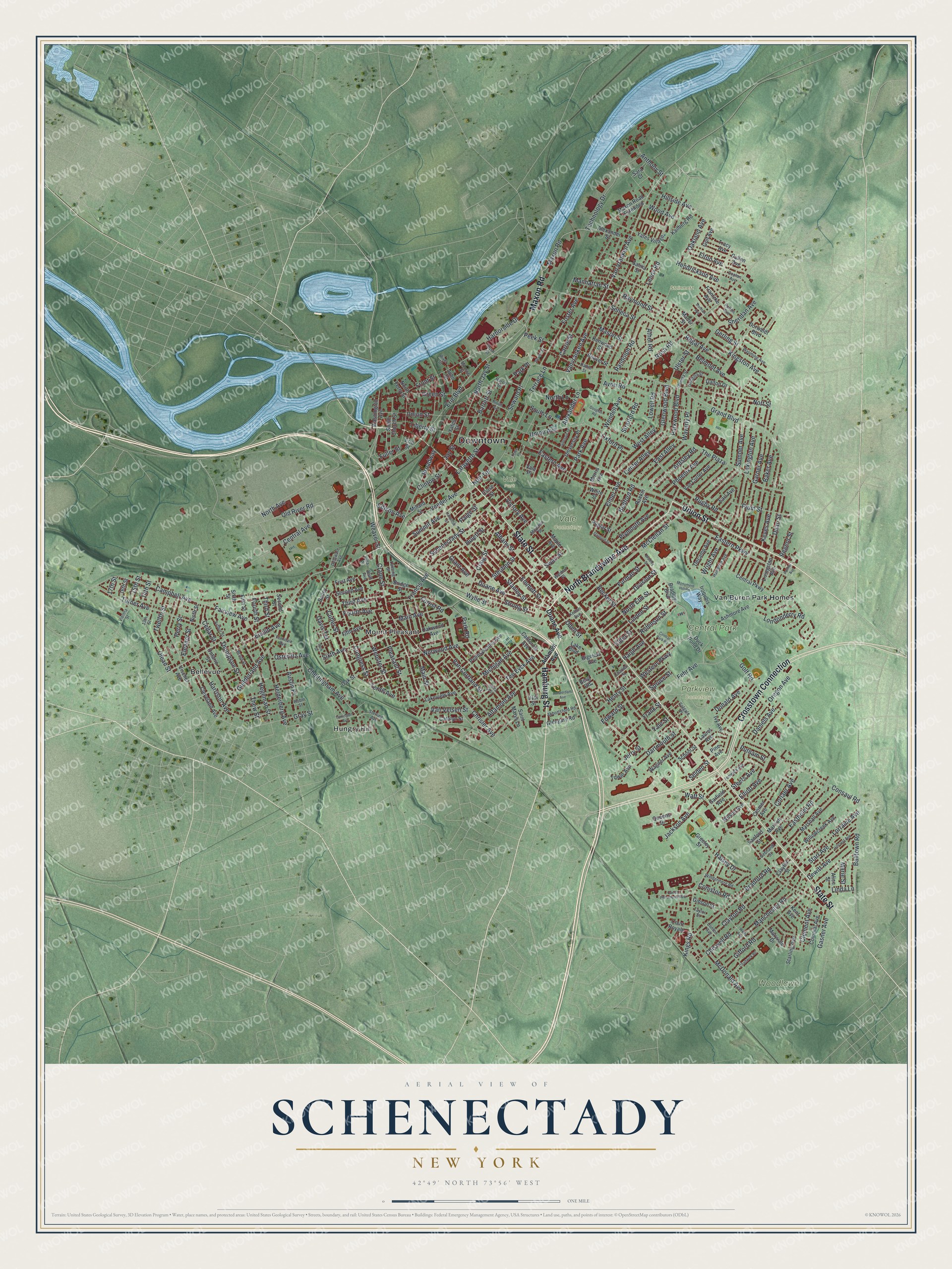 Watermarked full-map preview of Schenectady, New York