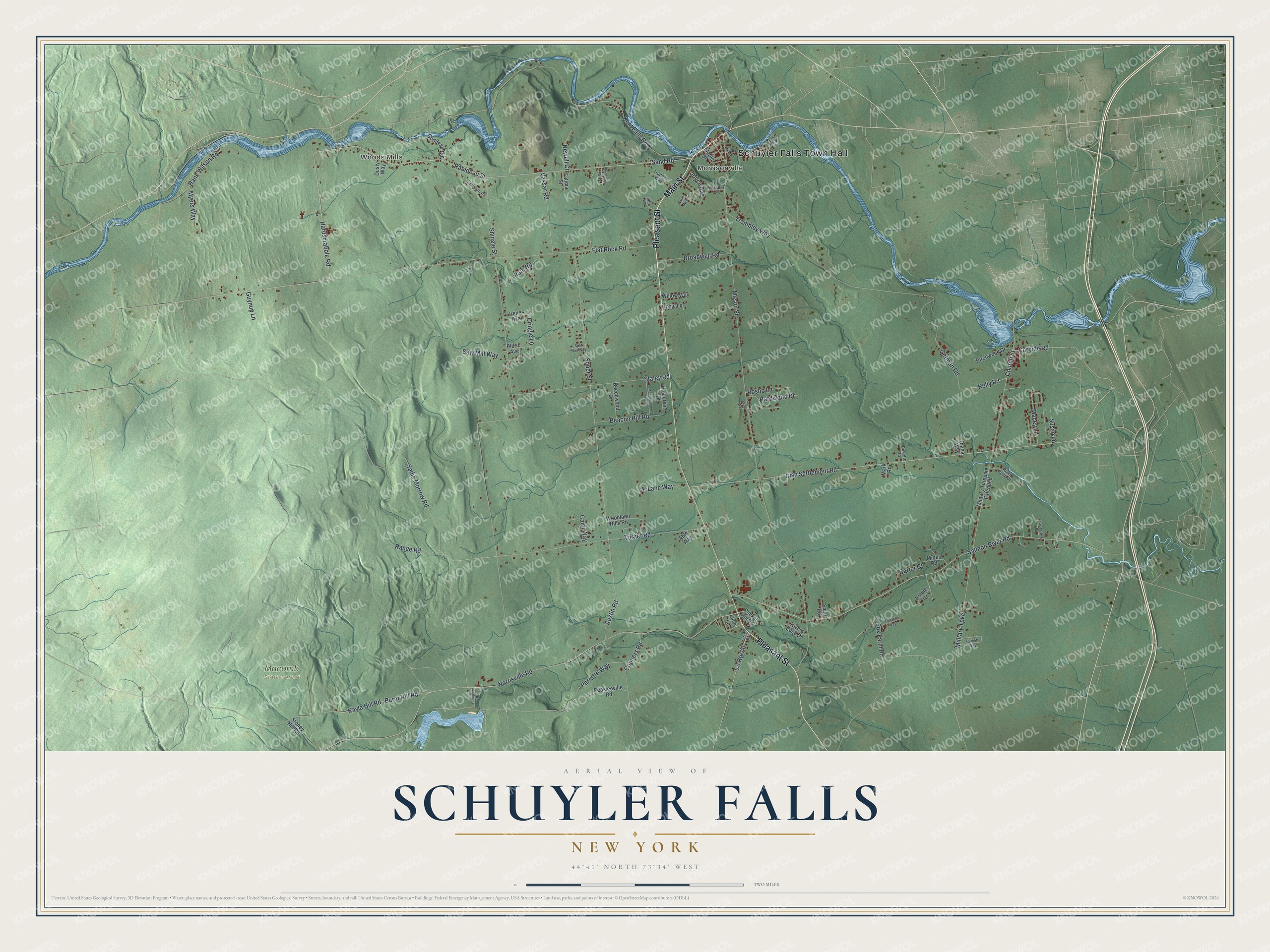 Watermarked full-map preview of Schuyler Falls, New York