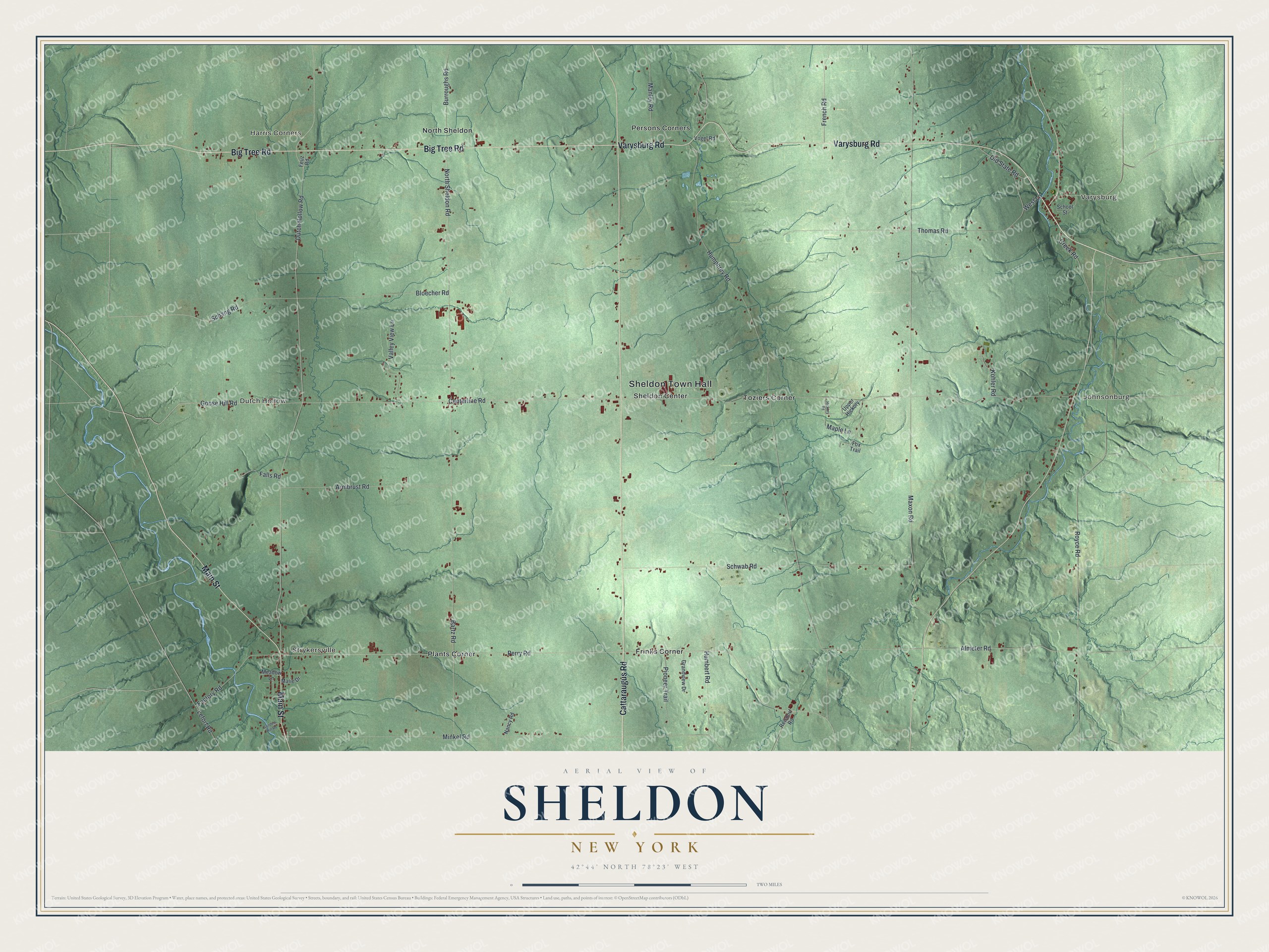 Watermarked full-map preview of Sheldon, New York