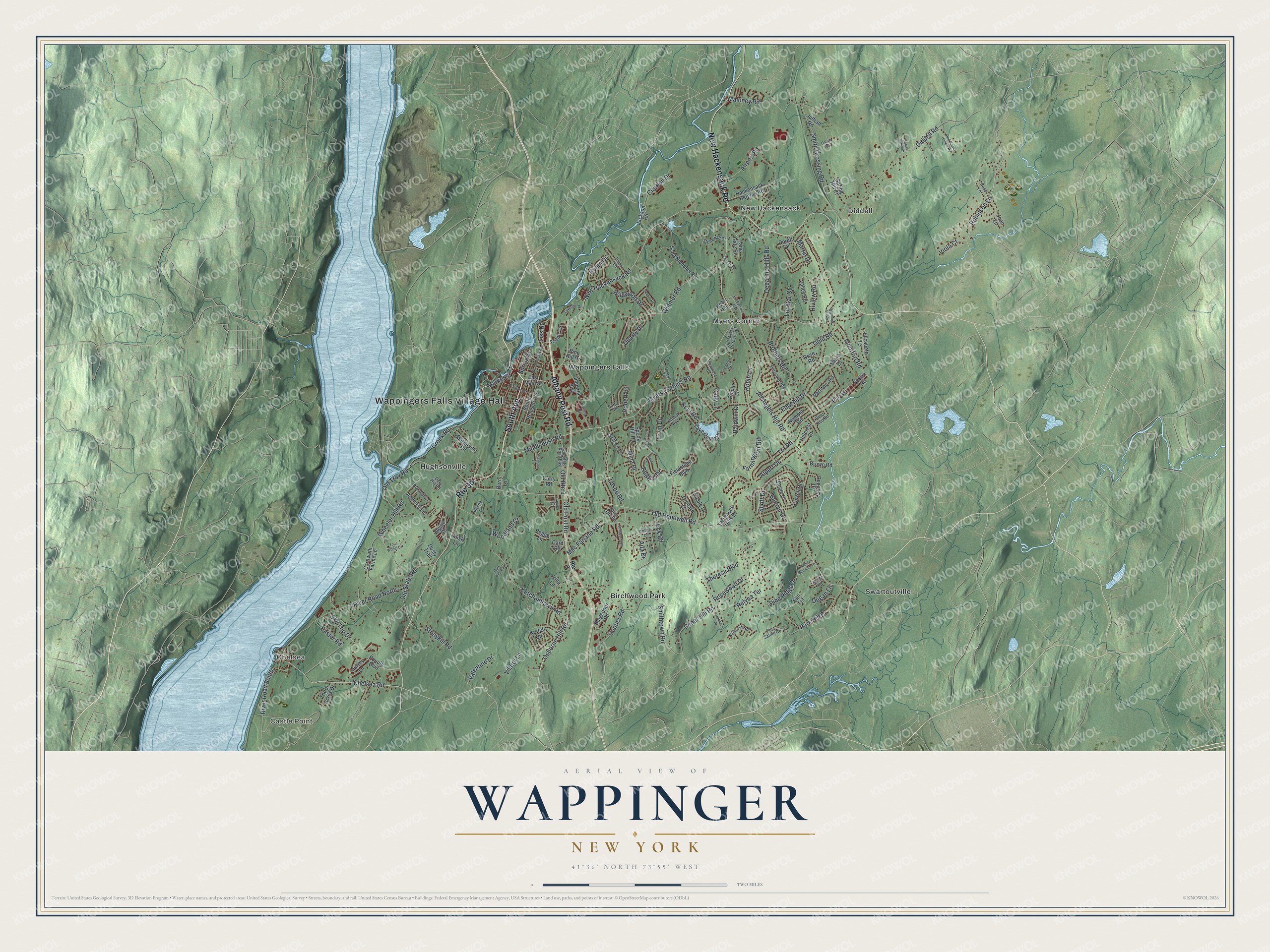 Watermarked full-map preview of Wappinger, New York