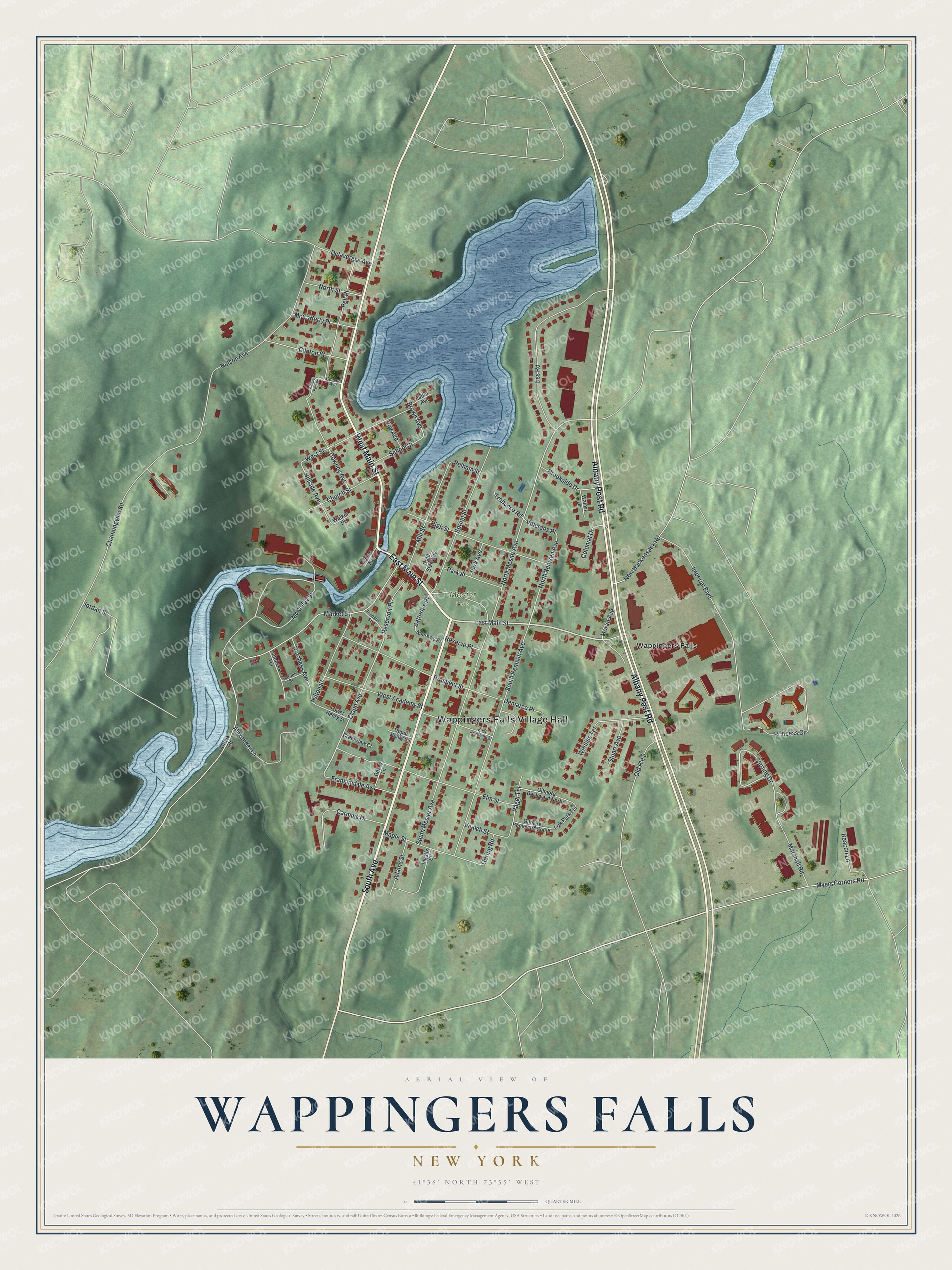 Watermarked full-map preview of Wappingers Falls, New York