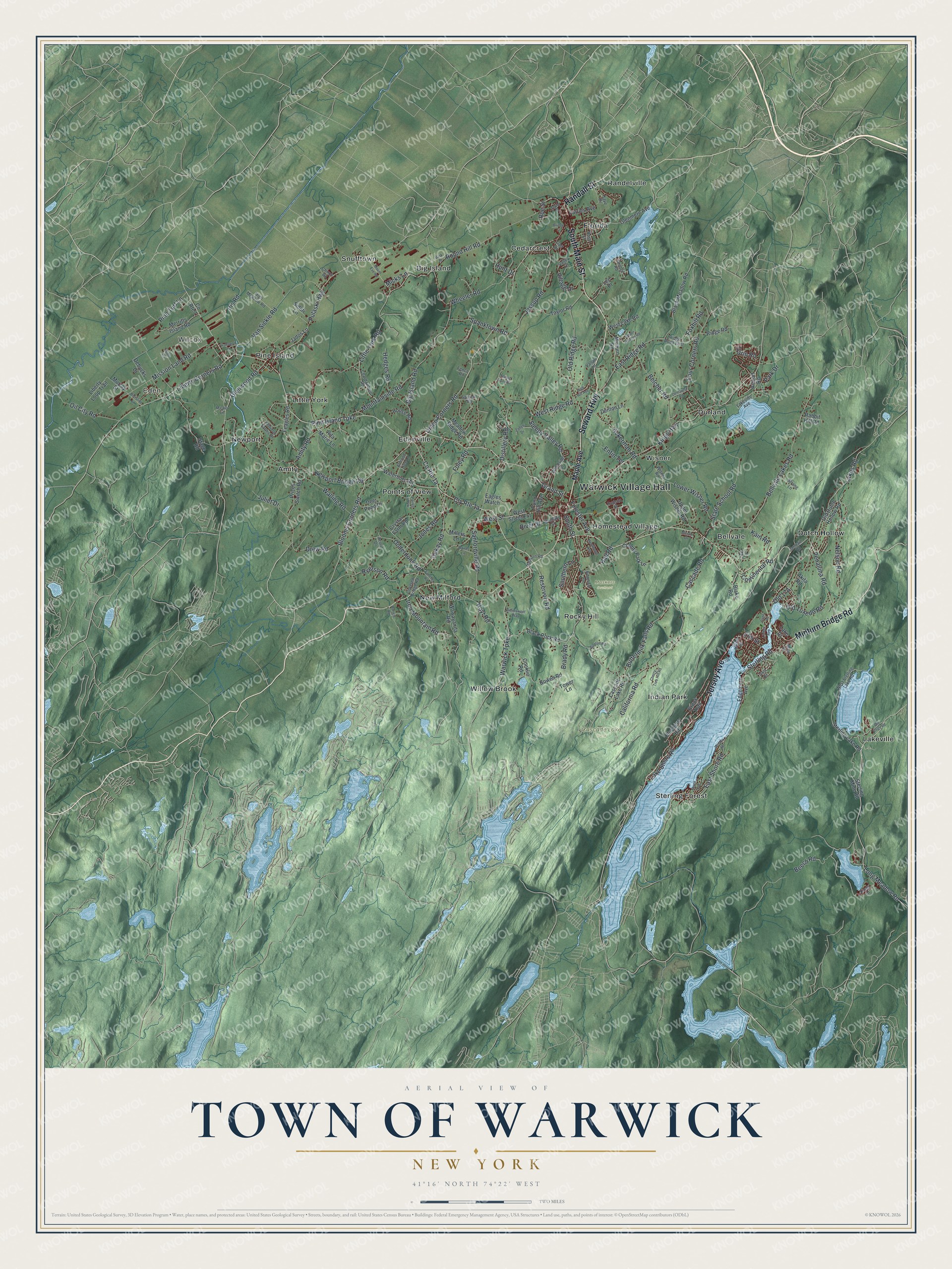 Watermarked full-map preview of Warwick, New York