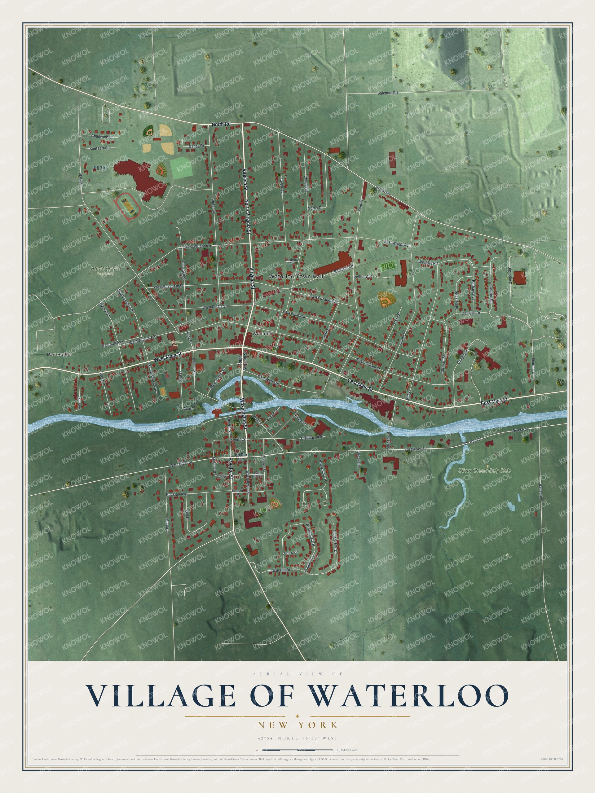 Watermarked full-map preview of Waterloo, New York