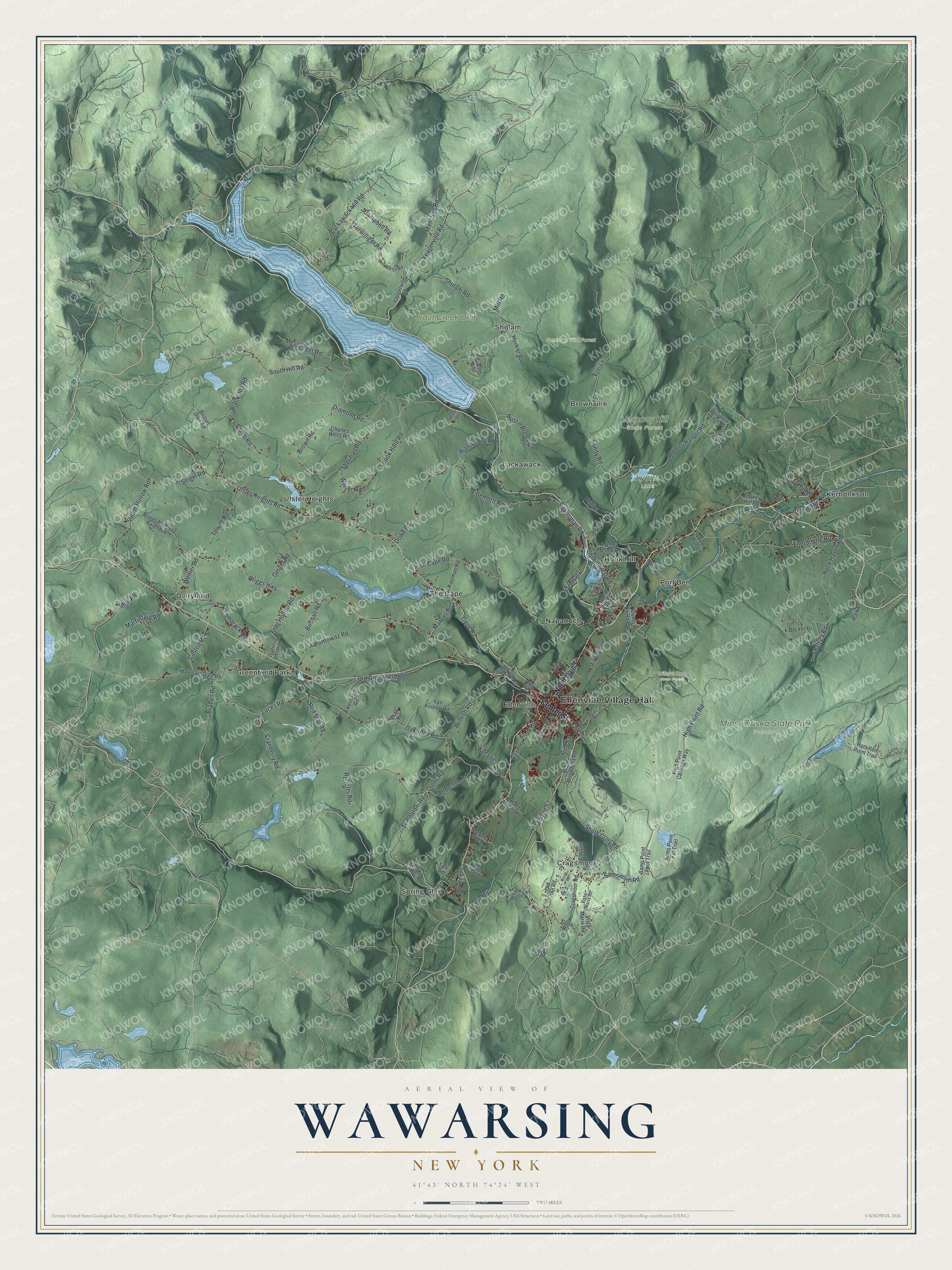 Watermarked full-map preview of Wawarsing, New York