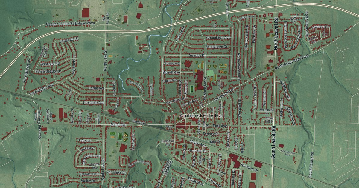 Map of Amherst, Ohio in 2026