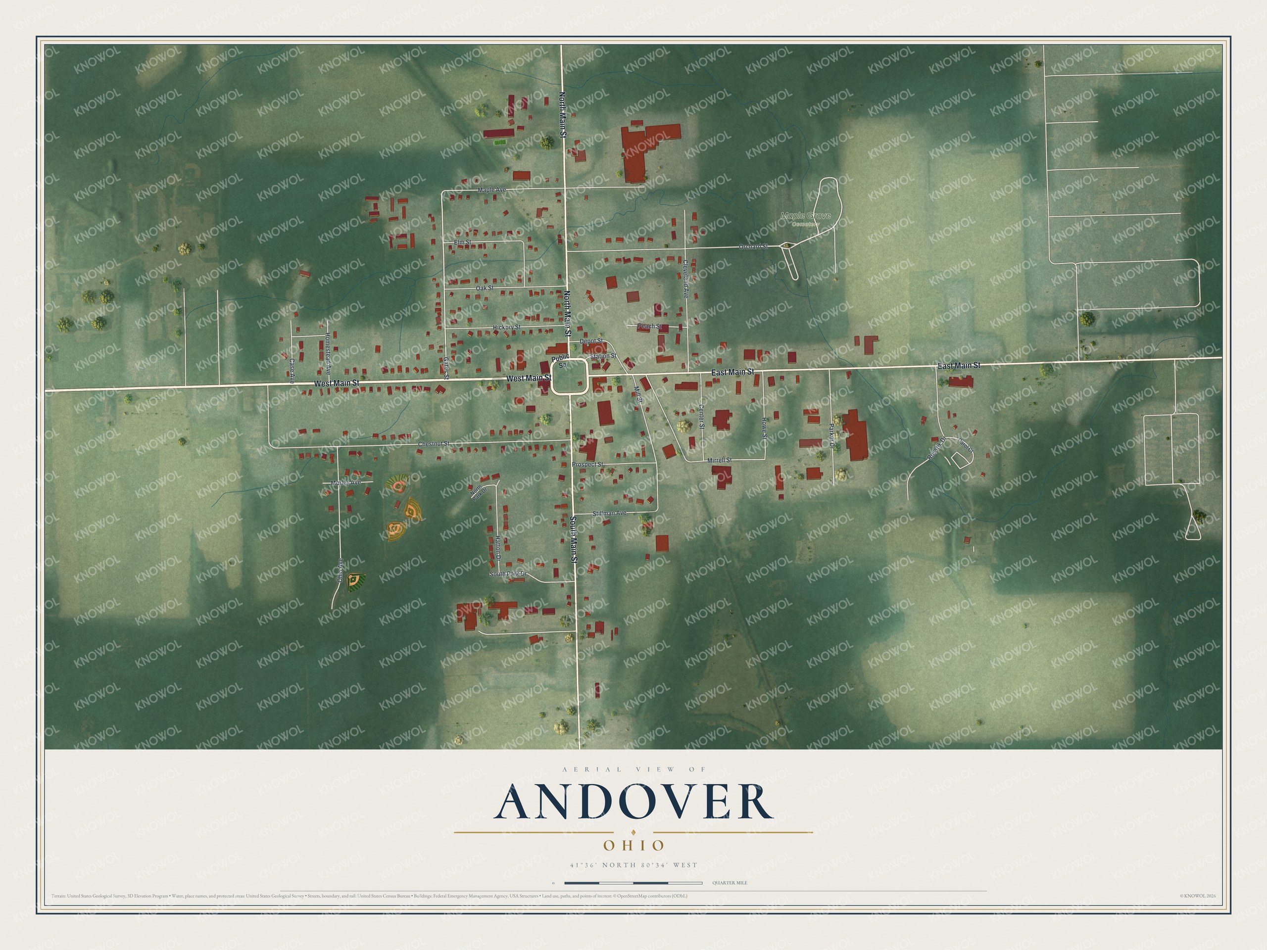 Watermarked full-map preview of Andover, Ohio
