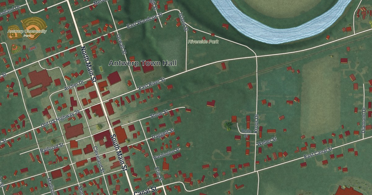 Map of Antwerp, Ohio in 2026