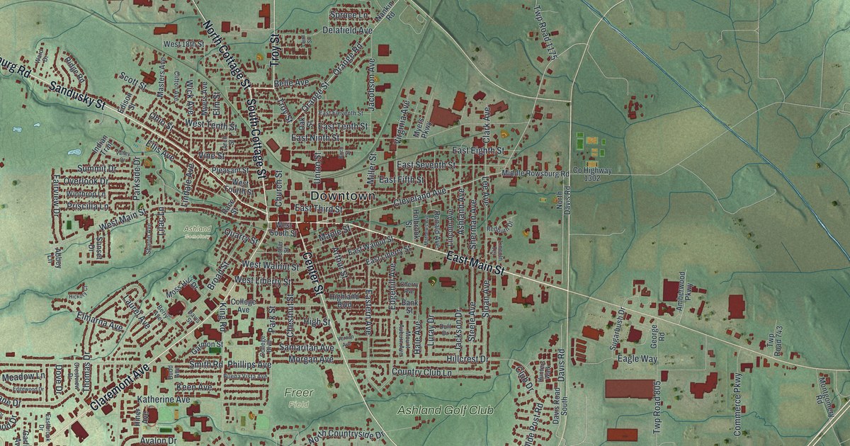 Map of Ashland, Ohio in 2026