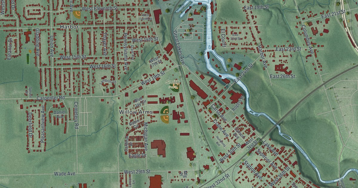 Map of Ashtabula, Ohio in 2026