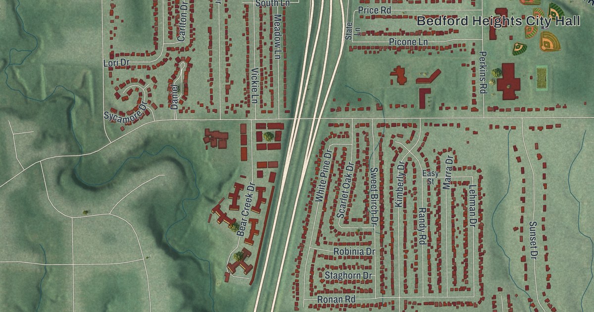 Map of Bedford Heights, Ohio in 2026
