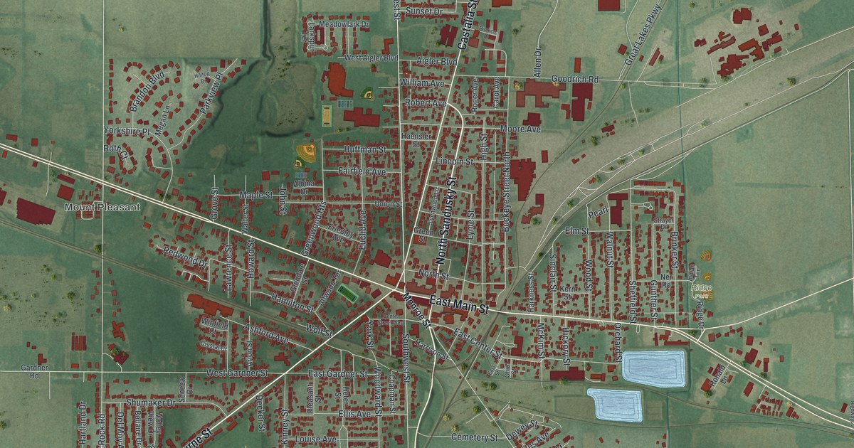 Map of Bellevue, Ohio in 2026