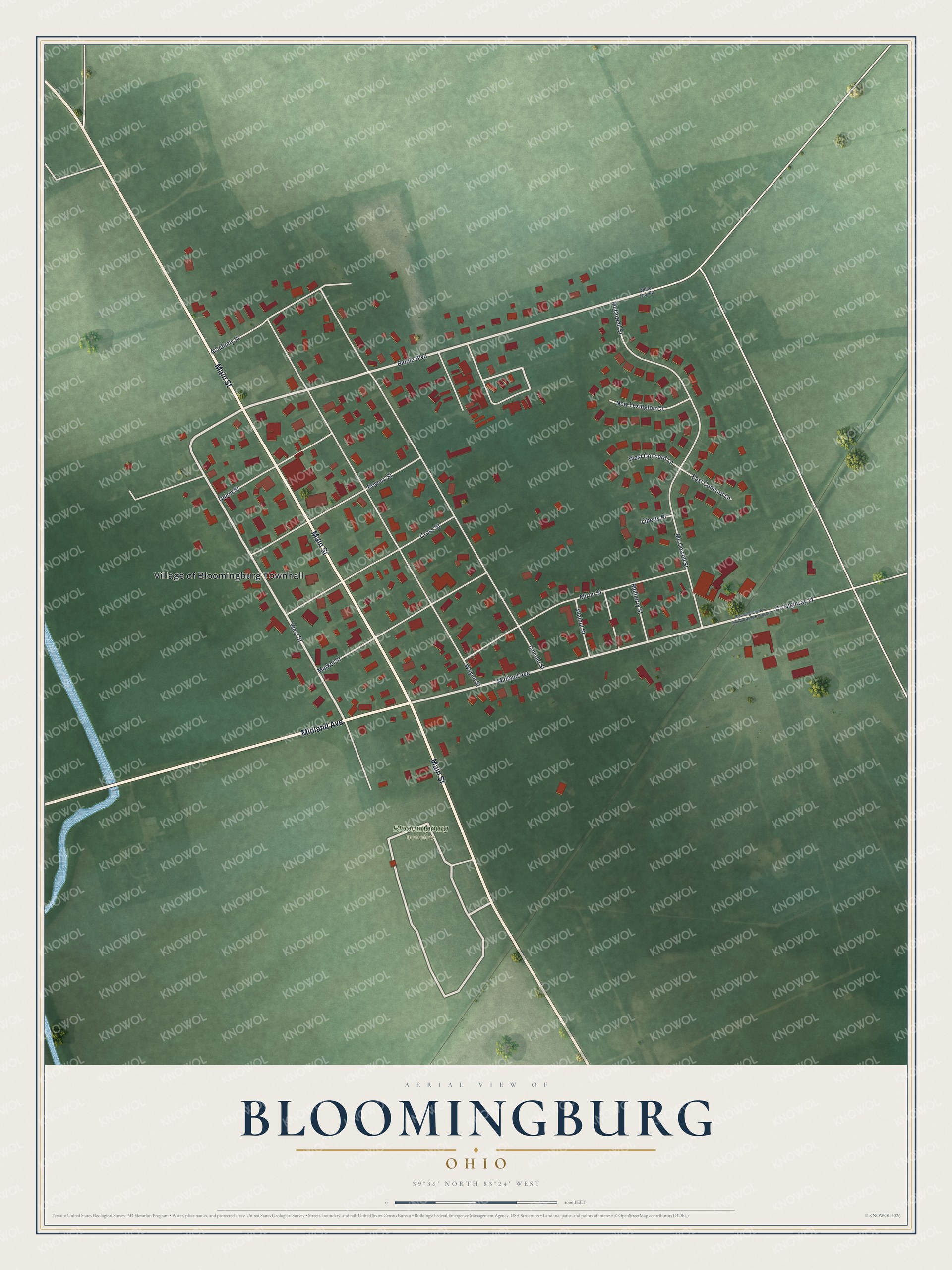 Watermarked full-map preview of Bloomingburg, Ohio