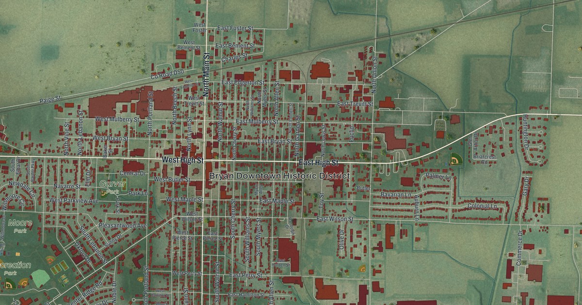 Map of Bryan, Ohio in 2026