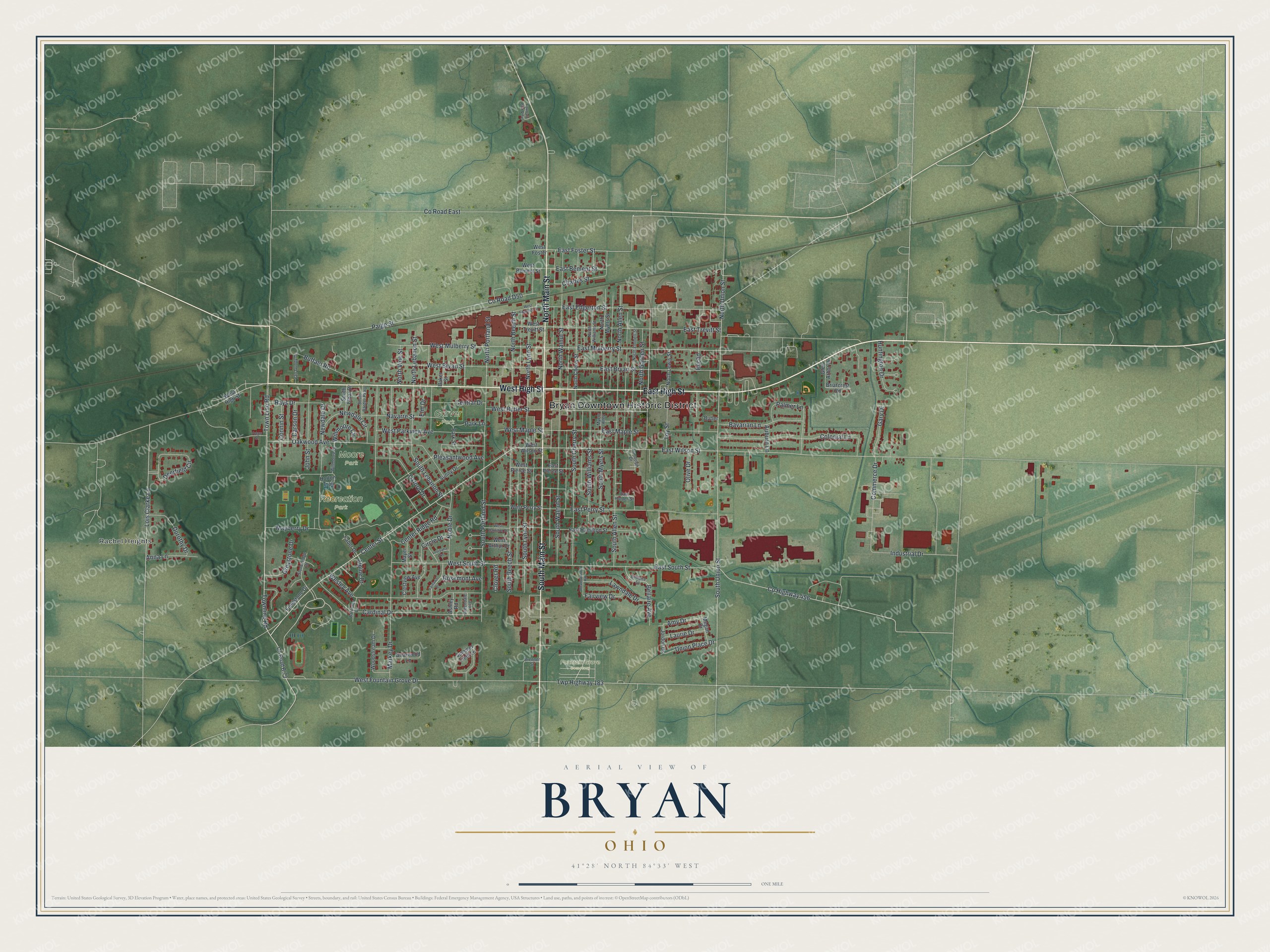 Watermarked full-map preview of Bryan, Ohio
