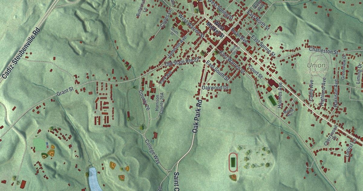 Map of Cadiz, Ohio in 2026