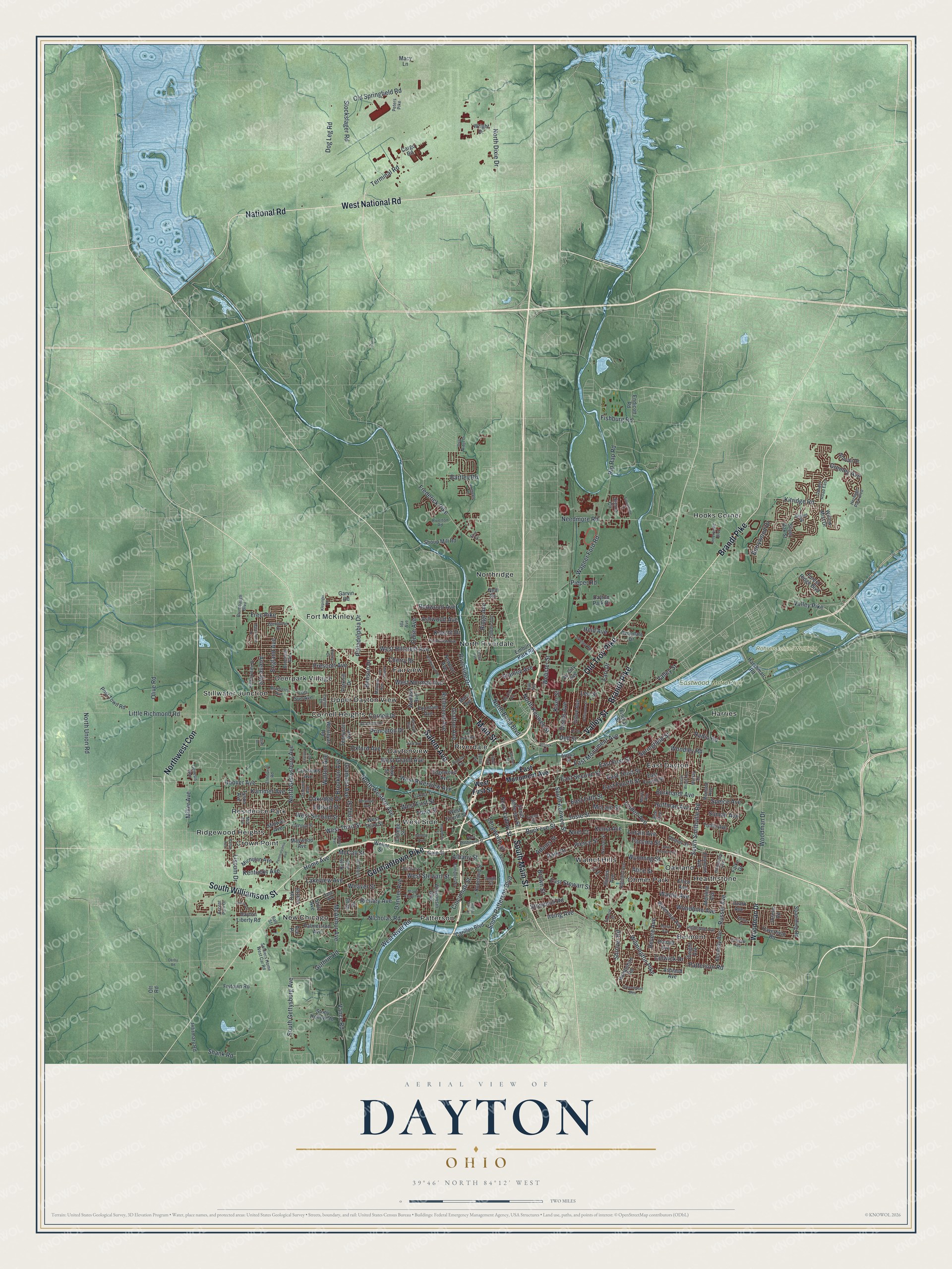 Watermarked full-map preview of Dayton, Ohio