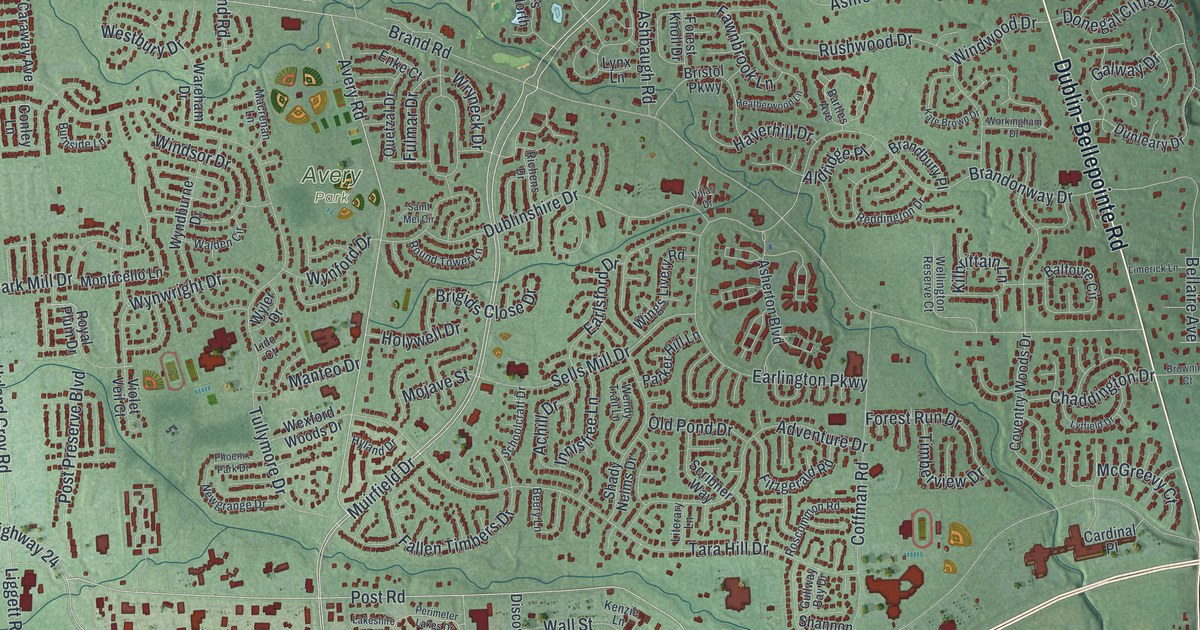Map of Dublin, Ohio in 2026