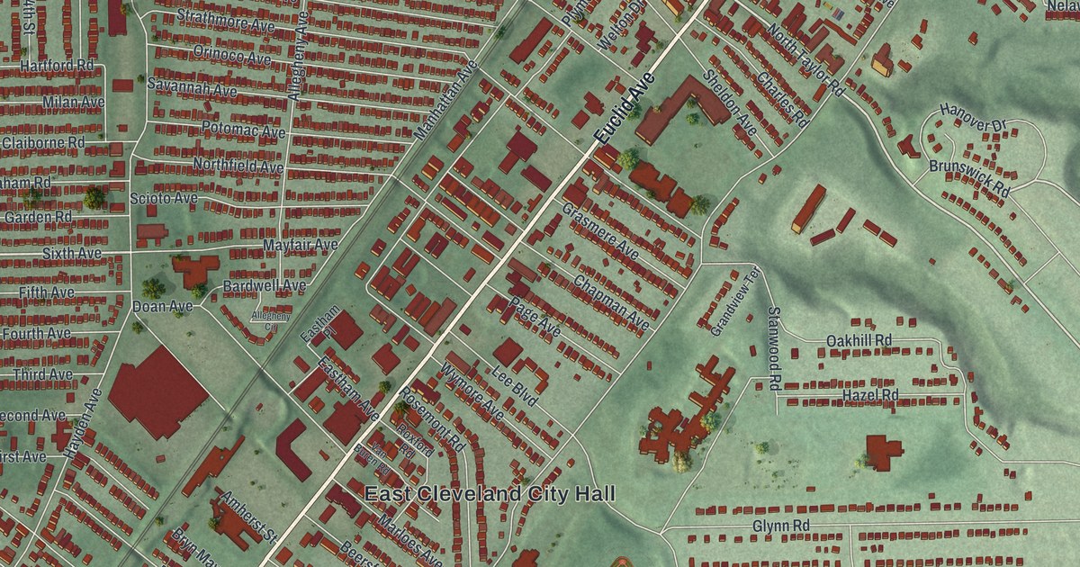 Map of East Cleveland, Ohio in 2026