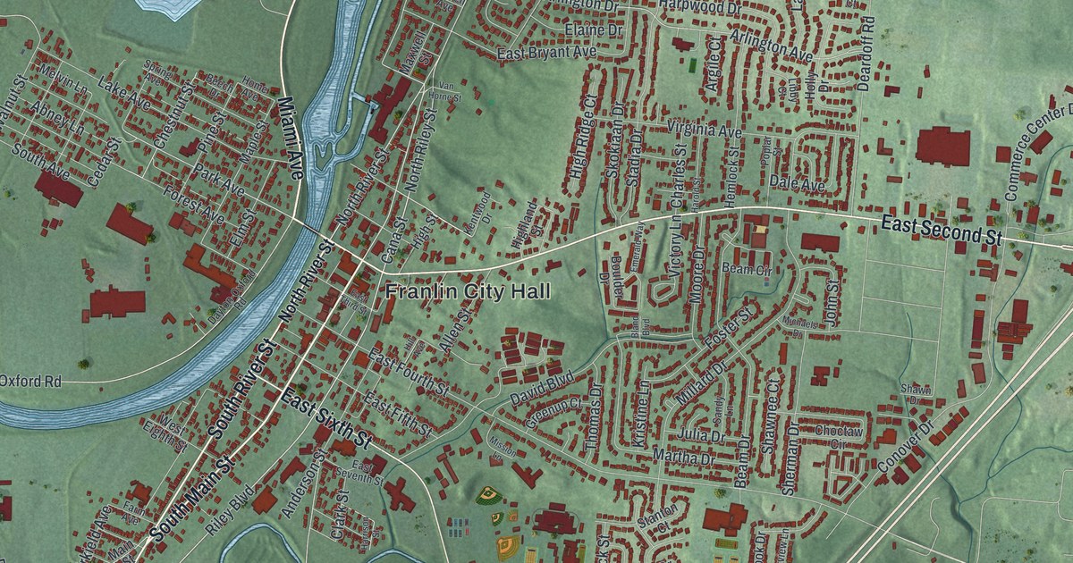 Map of Franklin, Ohio in 2026