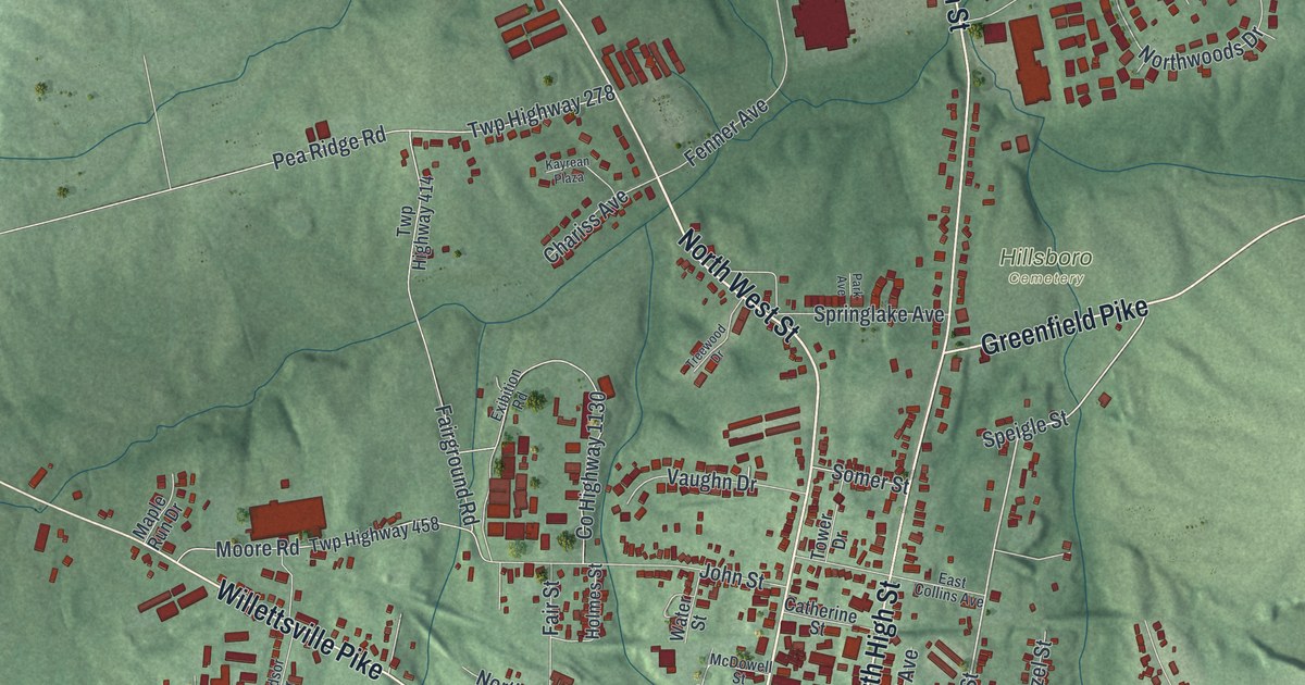Map of Hillsboro, Ohio in 2026
