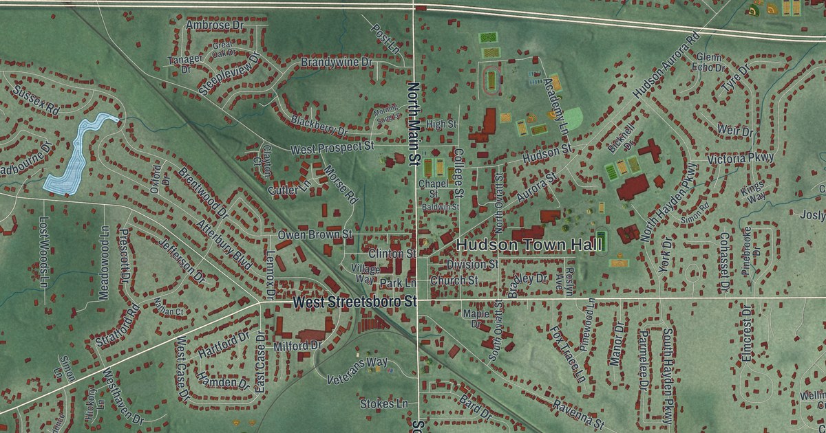 Map of Hudson, Ohio in 2026