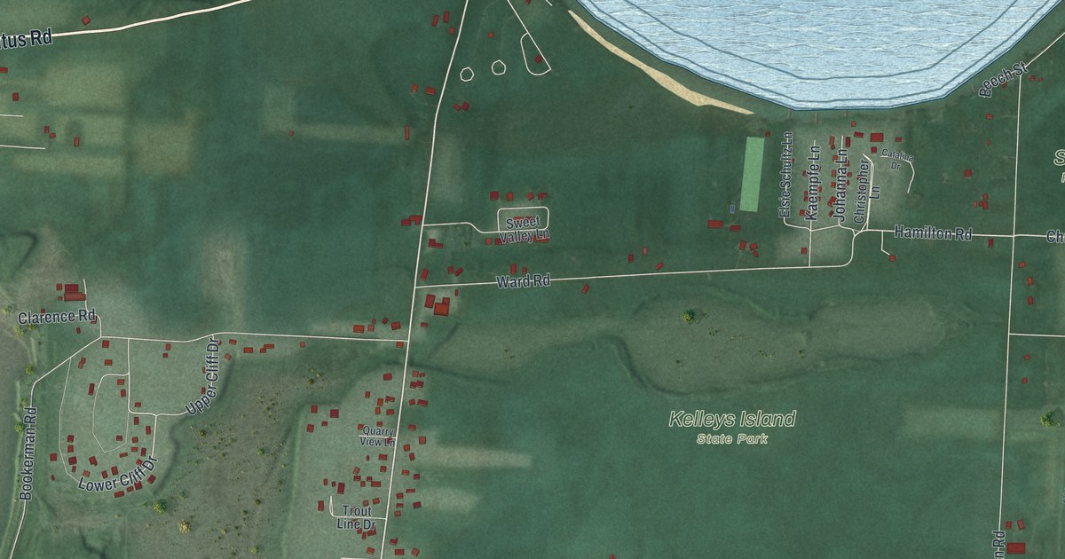 Map of Kelleys Island, Ohio in 2026