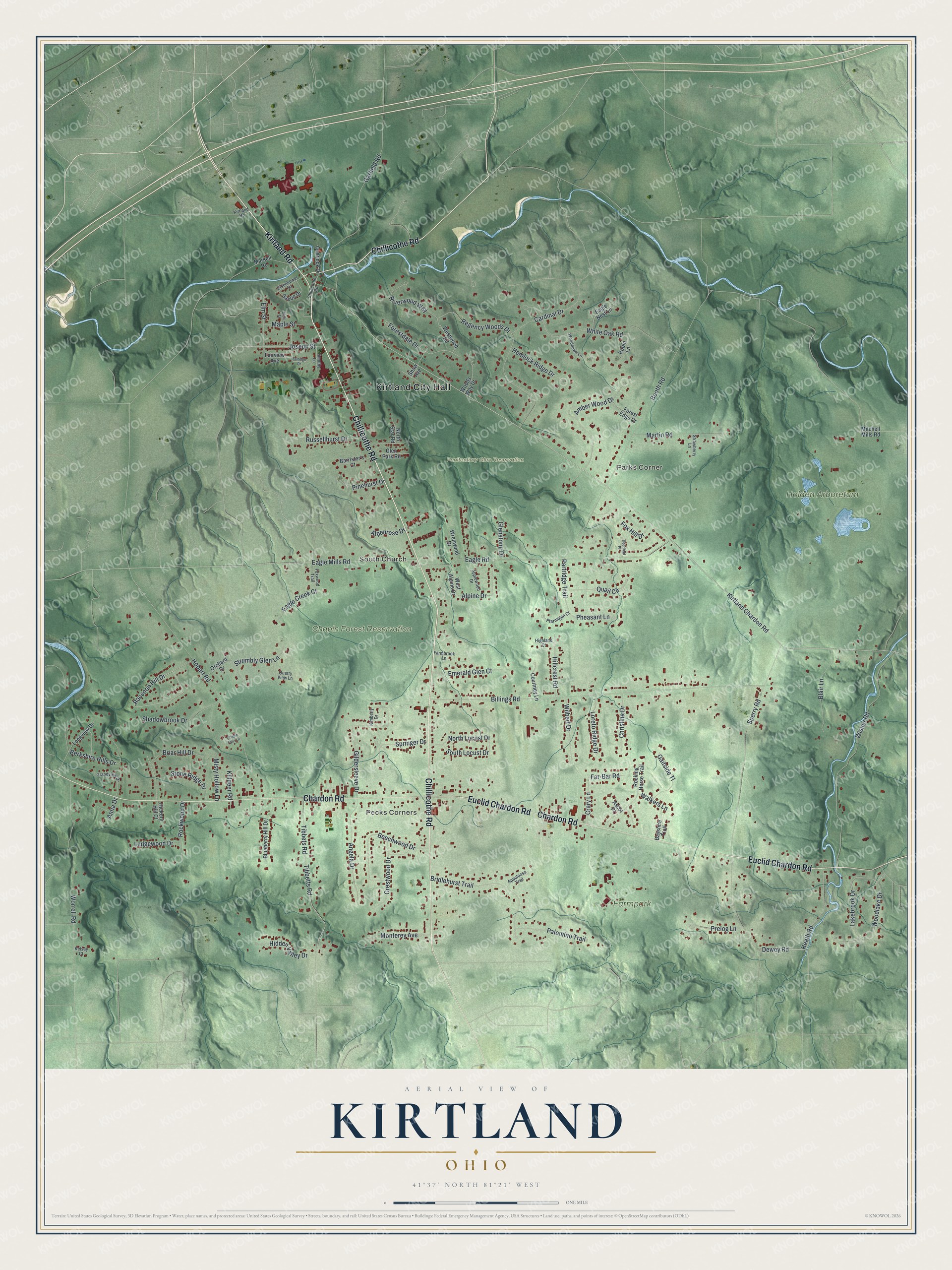 Watermarked full-map preview of Kirtland, Ohio